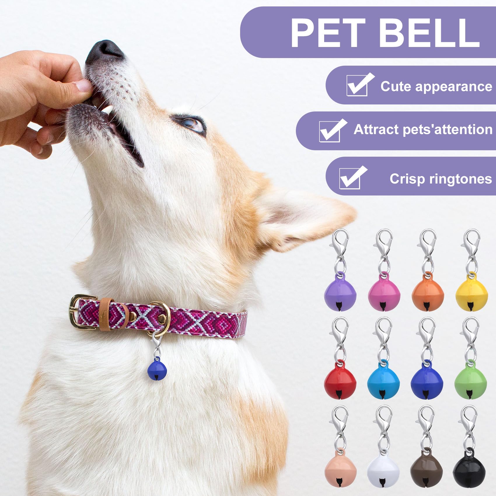 Smallcat 12 Pcs Pet Bells For Cat Dog, Multicolor Round Bell For Dog Collar, Metal Dog Collar Bell, Cat Bells With Loud Crisp Fo