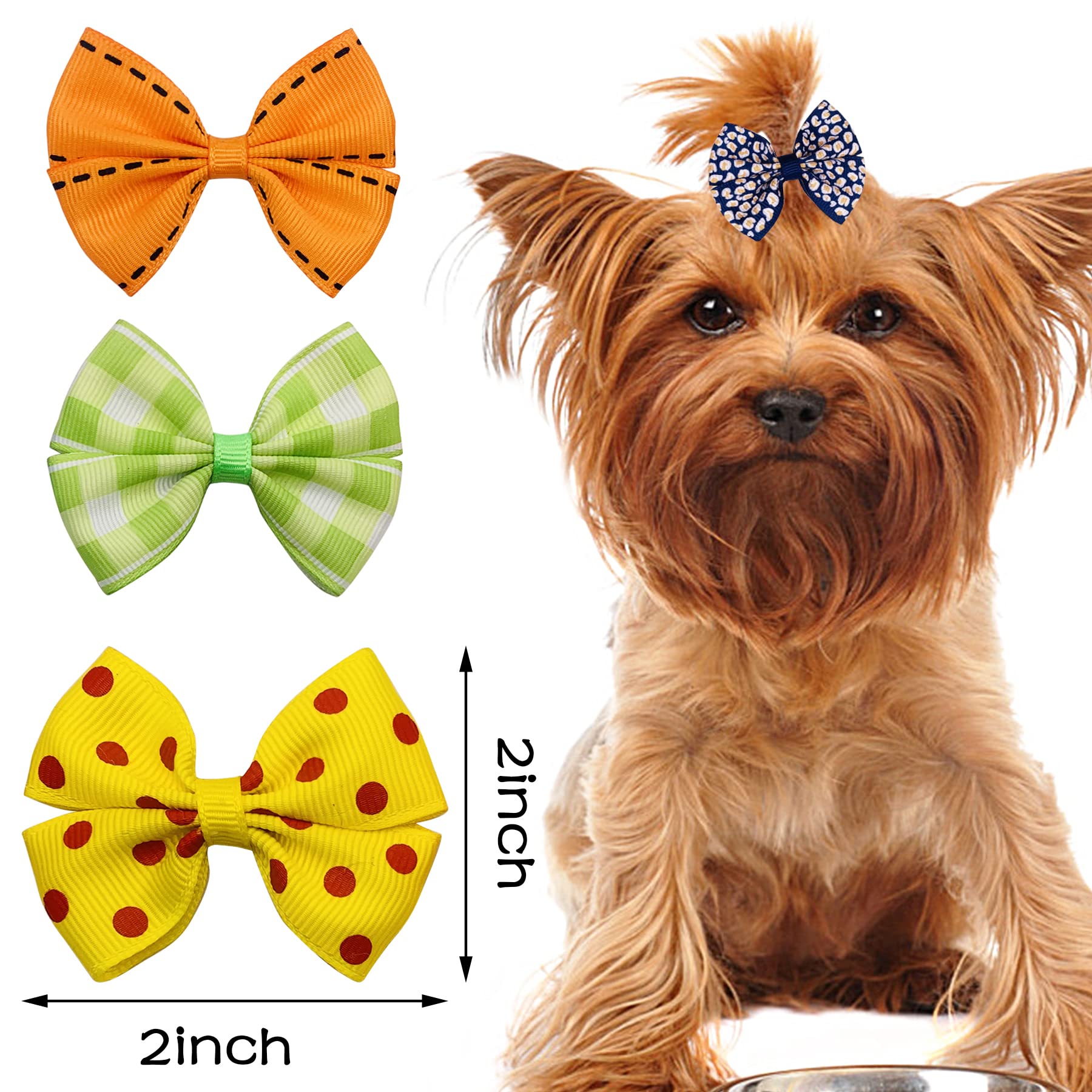 PET SHOW 20pairs Big Bowknot Dogs Hair Bow Clips with French Barrette Clip for Small Medium Large Dogs Puppies Cats Topknot Groo