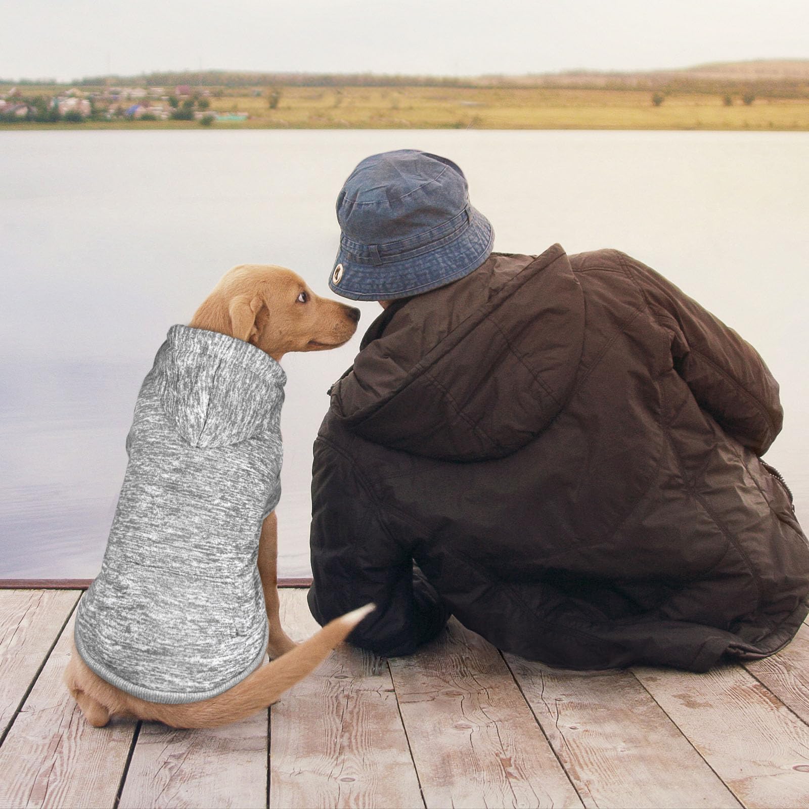 Dog Sweaters For Large Dogs Dog Hoodie Fleece Dog Sweater Soft Dog Clothes Sweatshirt With Pocket Dog Hoodie For Large Dogs(Grey