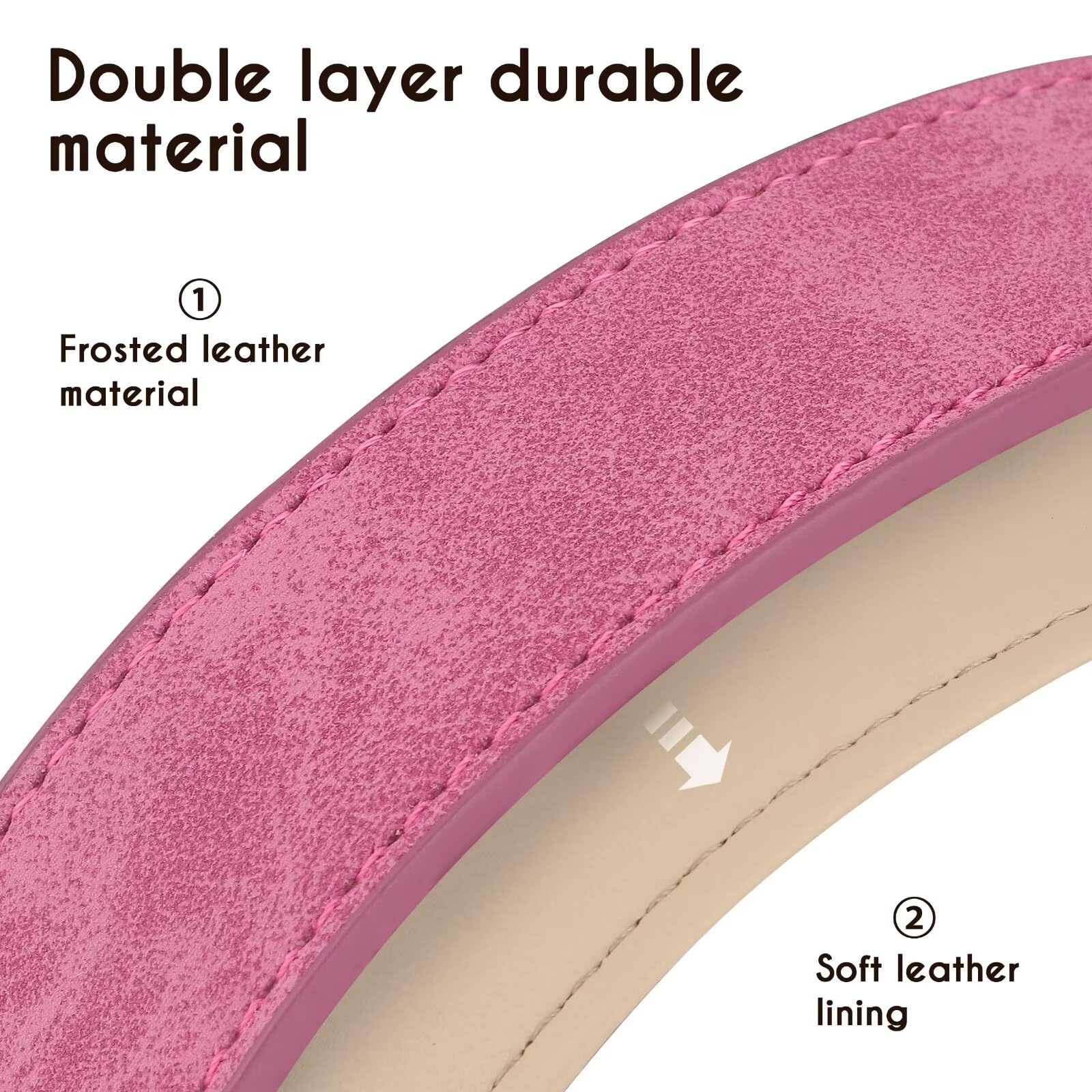 Didog Soft Padded Leather Dog Collar, Adjustable Dog Collar For Large Dogs With Heavy Duty Metal Buckle And D Ring, Hot Pink,Xl