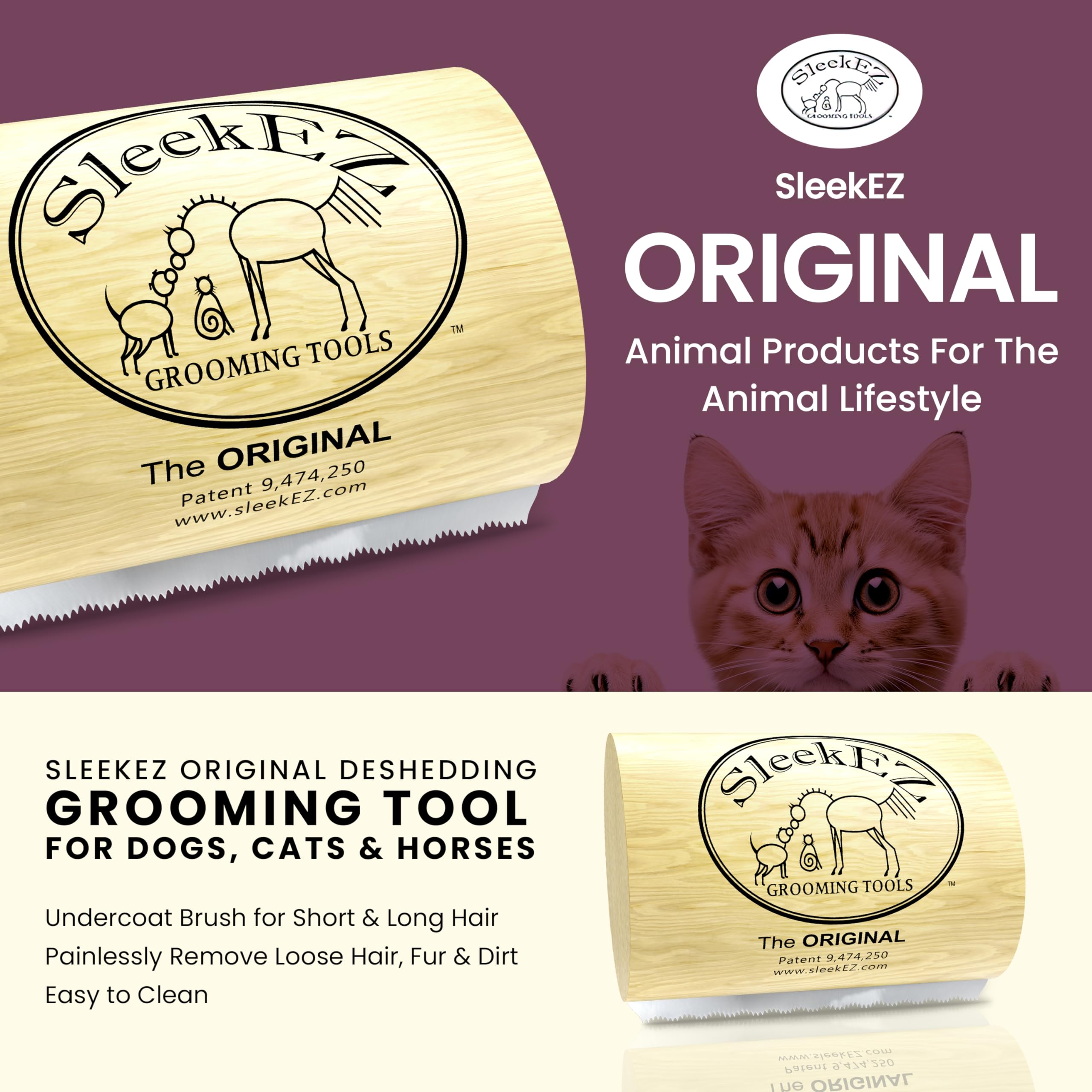 Sleekez Cat Brush For Shedding & Cat Grooming Supplies, Cat Brushes For Indoor Cats Shedding, Cat Comb, Pet Brush For Cats, Cat Hair Brush, Cat Deshedding Brush, Cat Grooming Brush, Cat Shedding Brush