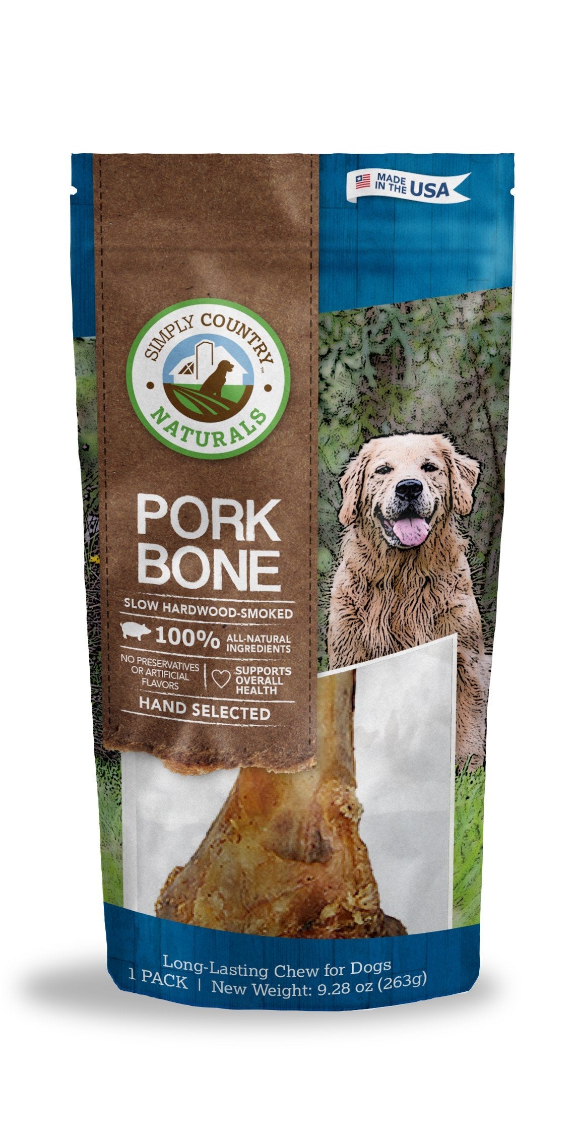 Simply Country Naturals Pork Bone For Dogs, 1-Count