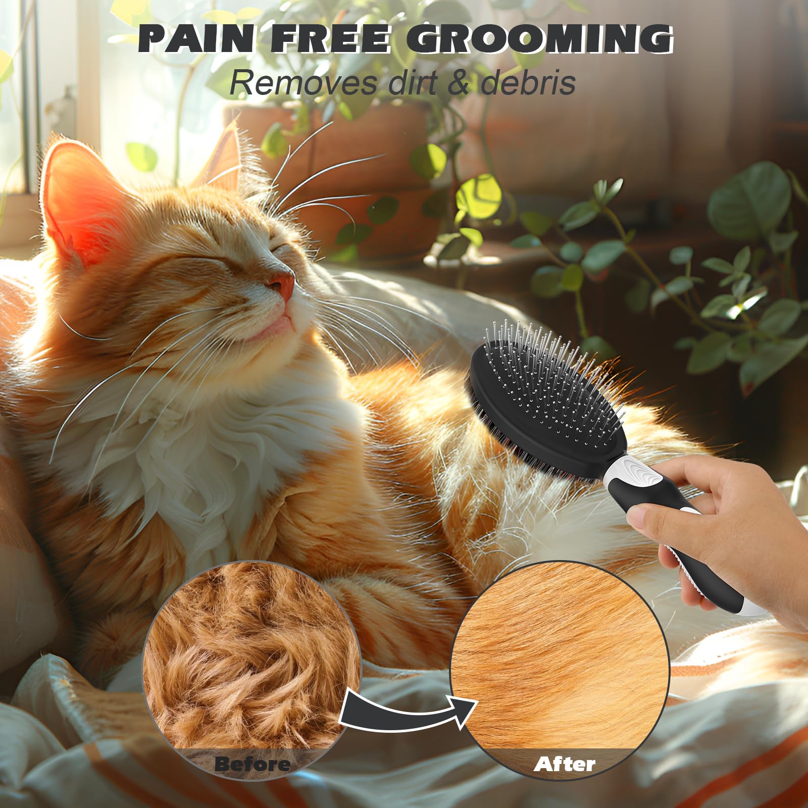 2PCS Dog Grooming Tools - Double-Sided Bath Brush for Shedding and Bathing - Small Animals Brushes, Suitable for Short/Long Hair