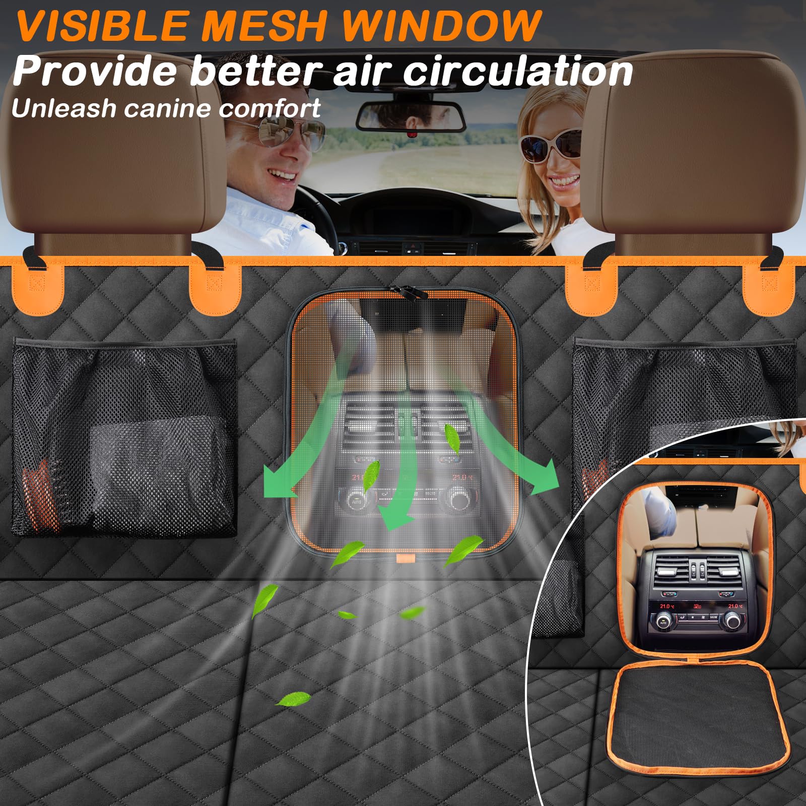 Icare Dog Car Seat Cover For Back Seat, Waterproof Back Seat Extender Supports 400Lb, Non-Slip Heavy Duty Dog Seat Cover Hard Bo