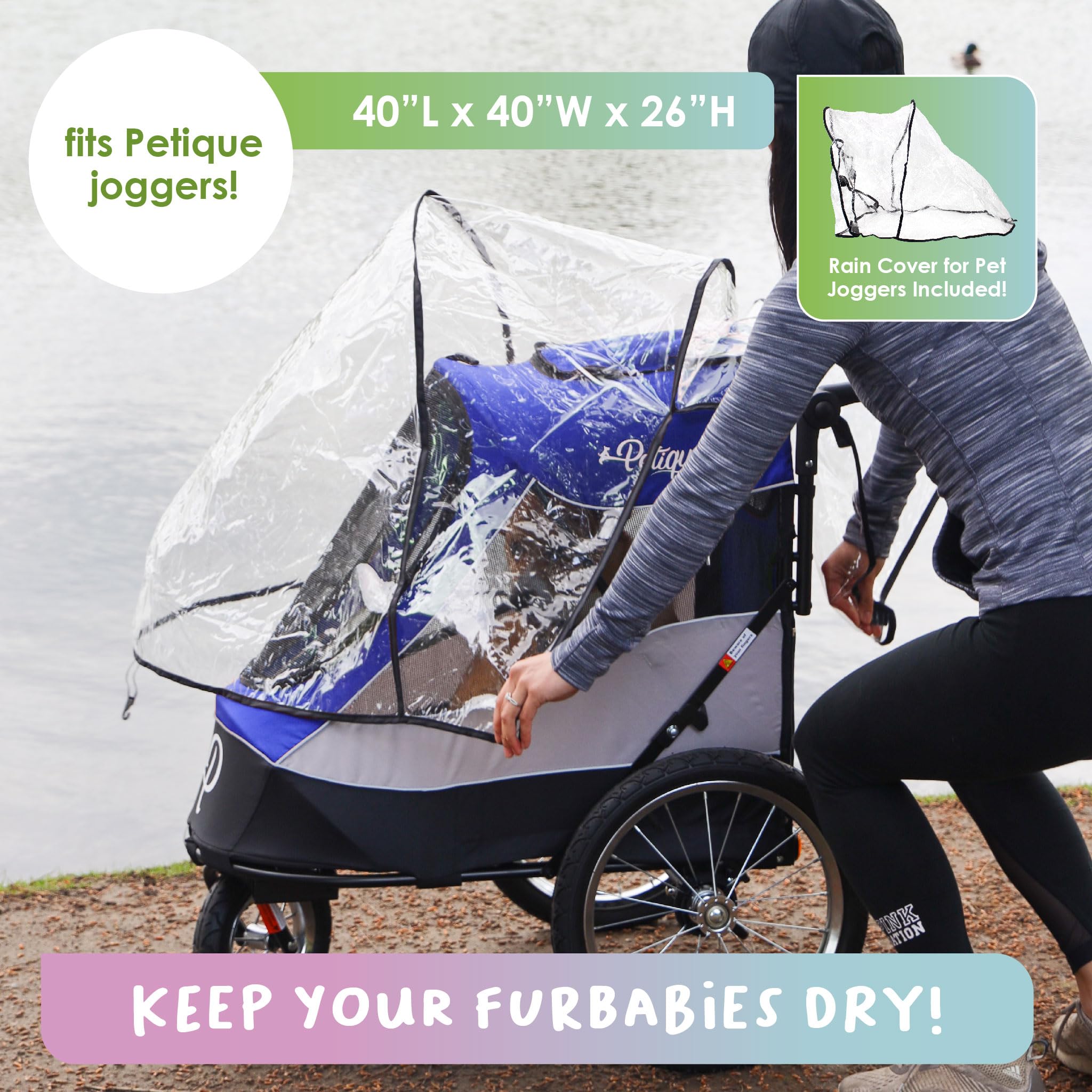 Petique Trailblazer Pet Jogger/Stroller, Bike Trailer, Shock Absorbing Bike Wheels, Large Entry Way, Peek-a-Boo Window, Small/Medium/Large Dogs, Cats and Pets, Supports up to 77LBS - Atlas (Blue) -Like New