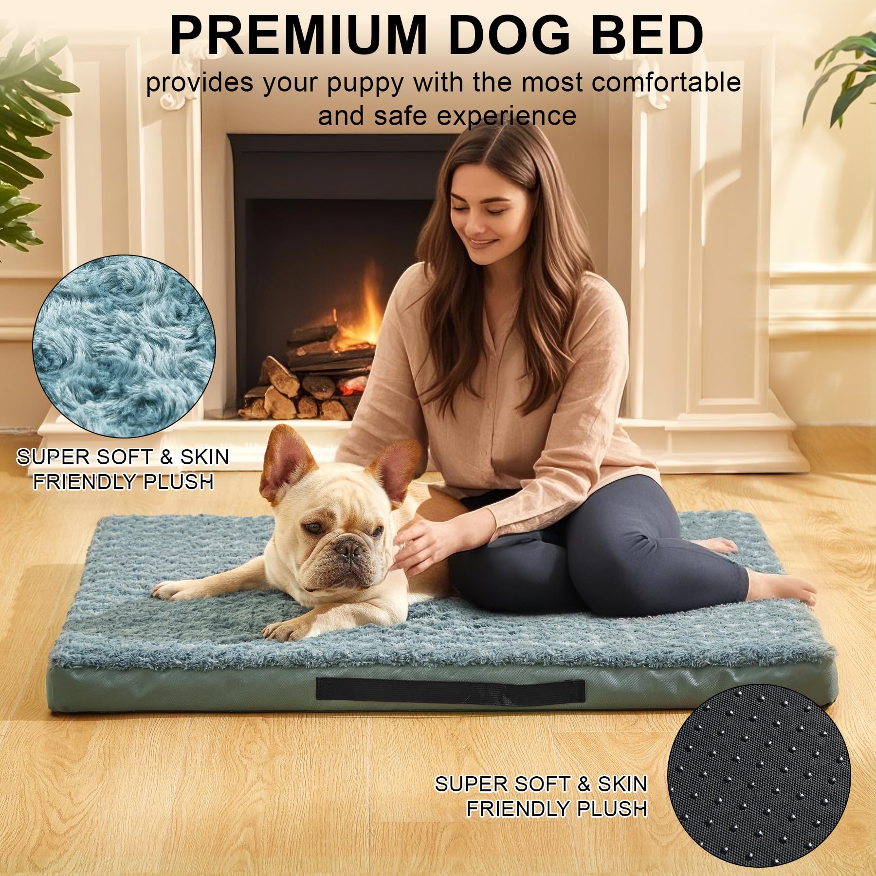 Orthopedic Dog Beds For Crate With Removable Washable Cover Egg-Crate Foam Pet Pad Mat With Anti-Slip Bottom,Waterproof Dog Beds