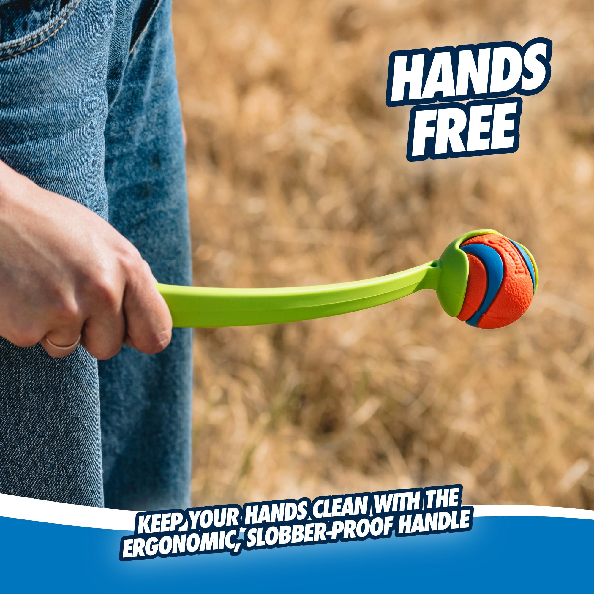 Chuckit! Sport 14S Dog Ball Launcher - Includes A 2-Inch Diameter Small Ball For Dogs 0-20 Pounds - Manual Tennis Ball Thrower With A Slim Handle - 14-Inch Length Chucker