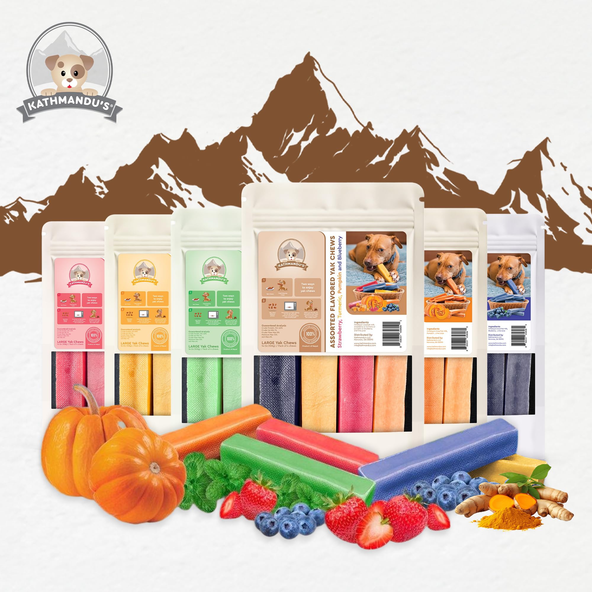 KATHMANDUS 100% Natural Flavored Yak Chews - Keep Dogs Busy & Happy with Our Lactose & Rawhide Free Himalayan Dog Chews - Long