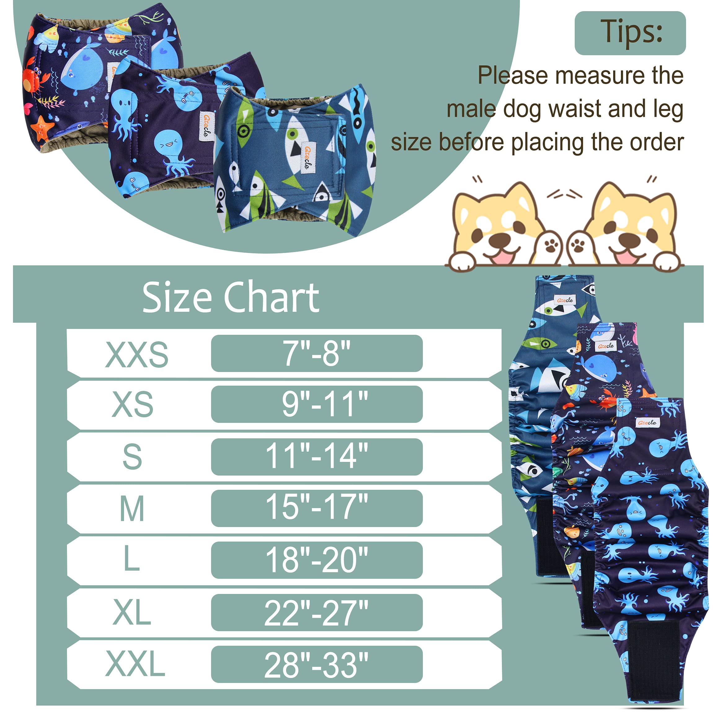 Grecle Premium Male Dog Wraps