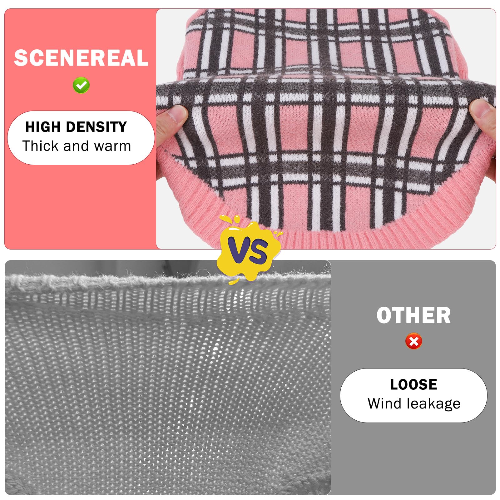 Scenereal Medium/Large Dog Pullover Sweater,Cable Knitwear Dog Sweatershirt, Big Plaid Turtleneck Thick Warm Dog Clothes For M L