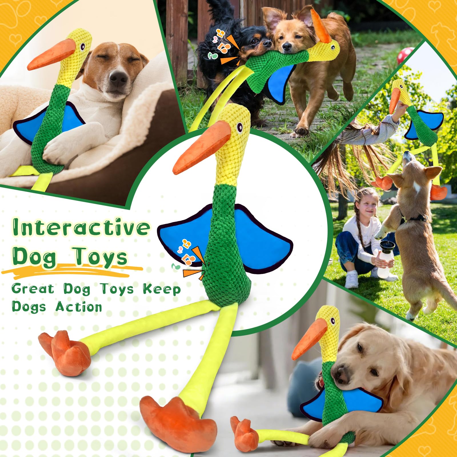 Fuufome Large Squeaky Dog Toys - Plush Crinkle Dog Toy for Small, Medium, and Large Breeds - Fun for Indoor Puppies and Senior P