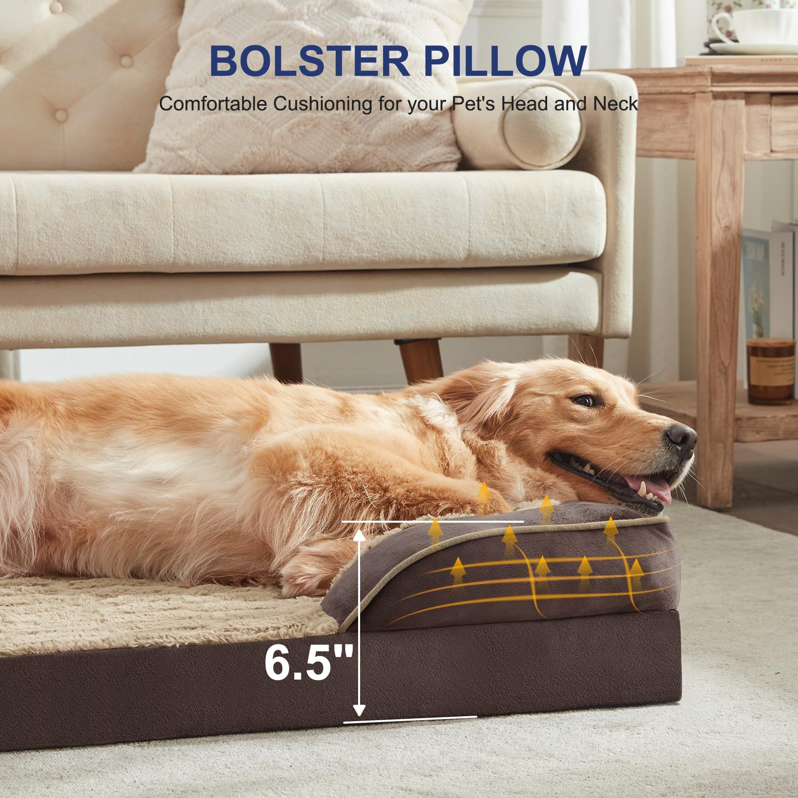 Furtime Orthopedic Dog Bed For Extra Large Dogs - Xl Plus Washable Dog Sofa Beds, Supportive Foam Pet Couch Bed With Removable W