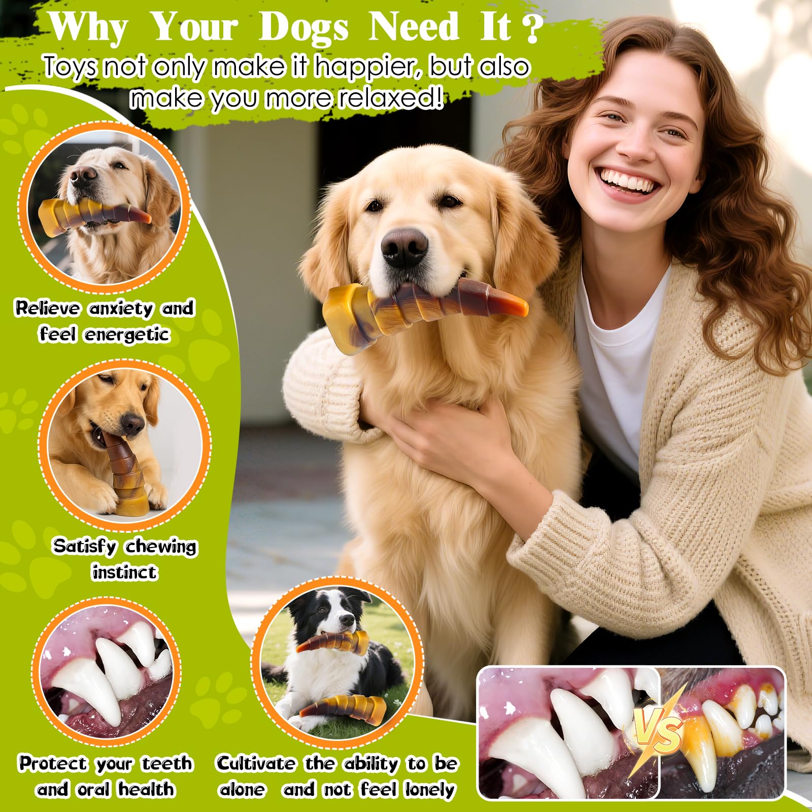 WOWBALA Dog Chew Toy Aggressive Chewers - 2 Pack Indestructible Dog Toys - Tough Dogs Toy to Keep Them Busy - Pet Toys for Mediu