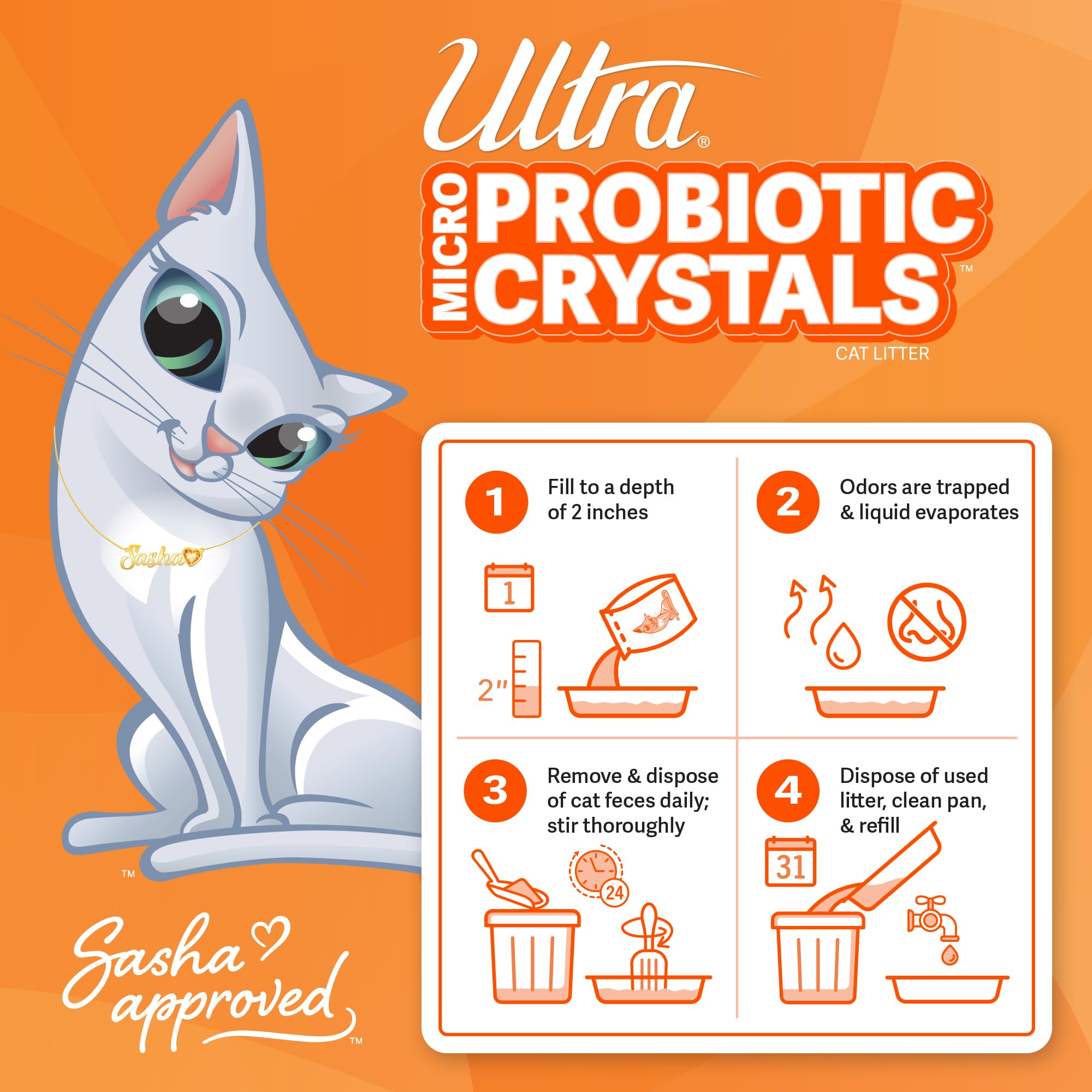 New Ultra Probiotic Micro Crystals Premium Cat Litter - 99.9% Dust Free, Soft On Paws, Fragrance Free - 15 Lbs. Total (3Pk Of 5 Lbs.)
