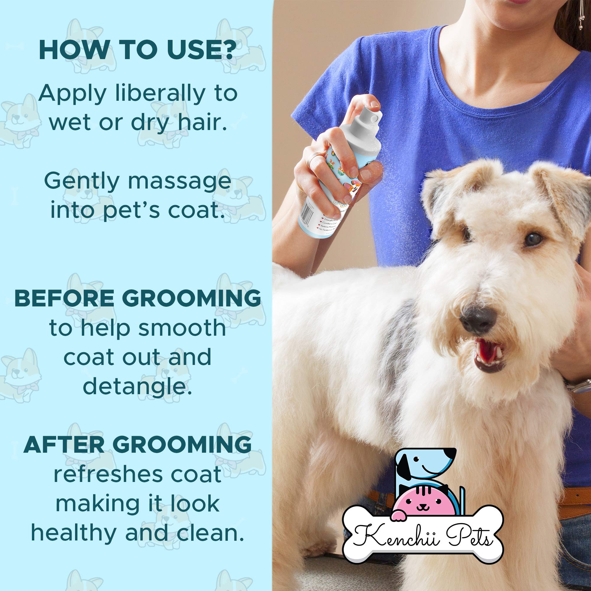 Professional Pet Grooming Spray For Puppies And Dogs | All-Natural Scented Moisturizing Dog Detangler Spray | Puppy Conditioner