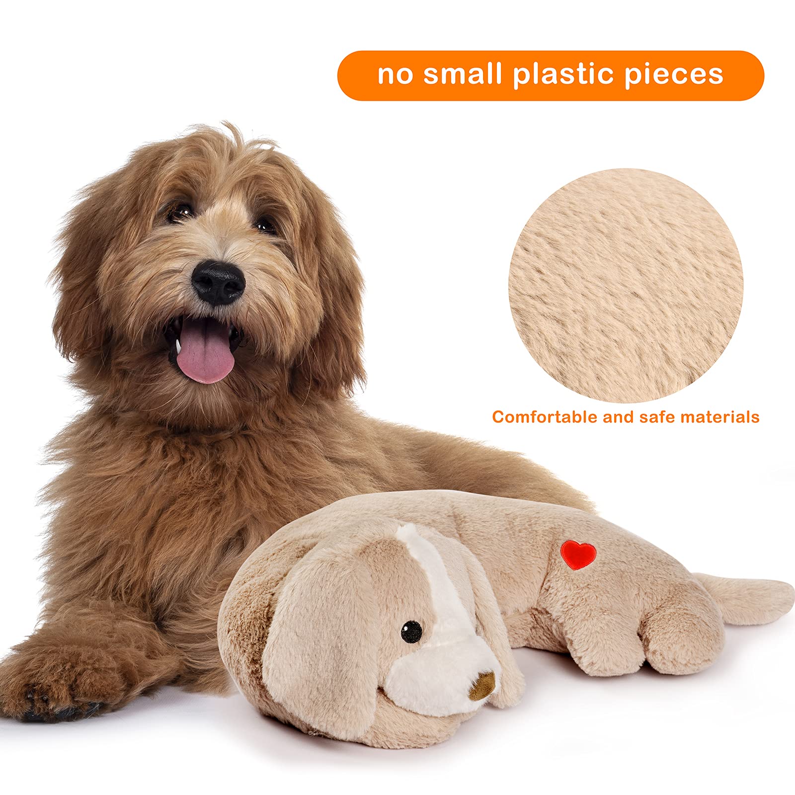 Moropaky Hearbeat Toy For Dog Anxiety Relief Behavioral Training Aid Toy, Light Brown