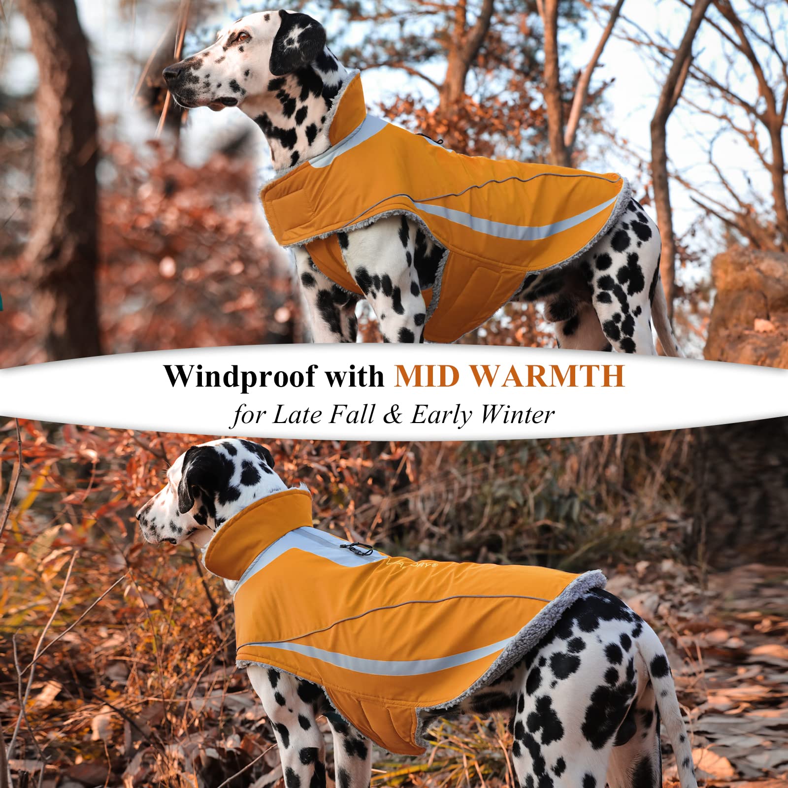Vivaglory Dog Coat, Lightweight Cozy Fleece Lined Dog Jacket For Late Autumn And Early Winter, Water Resistant Dog Fleece Vest F