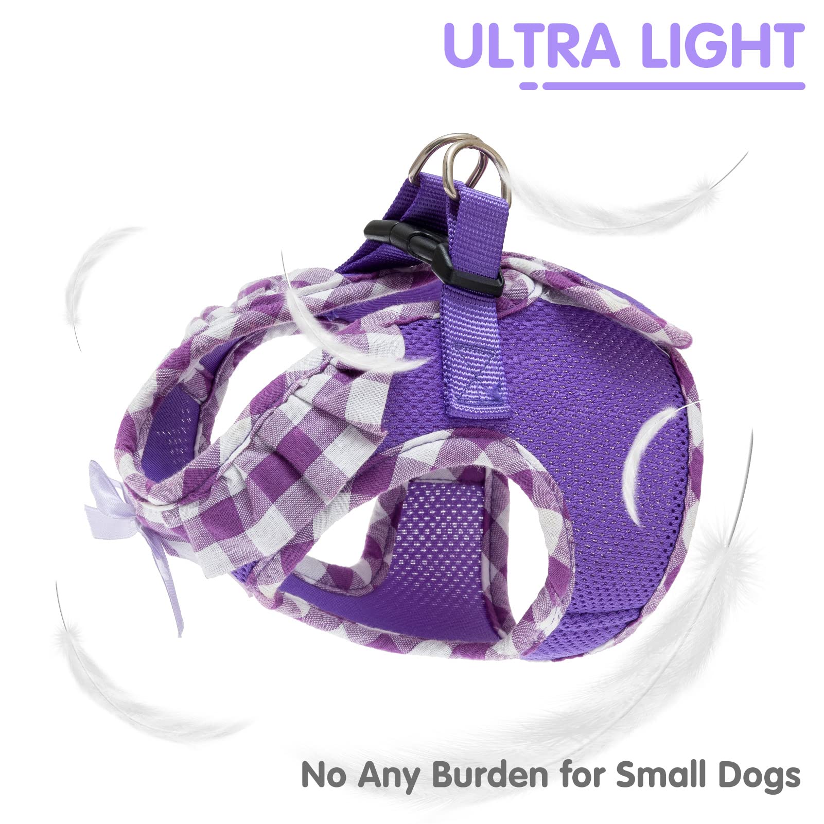 Pupteck Small Dog Harness No Pull Step-In Puppy Cat Harness Soft Mesh For Girls, Purple Xs