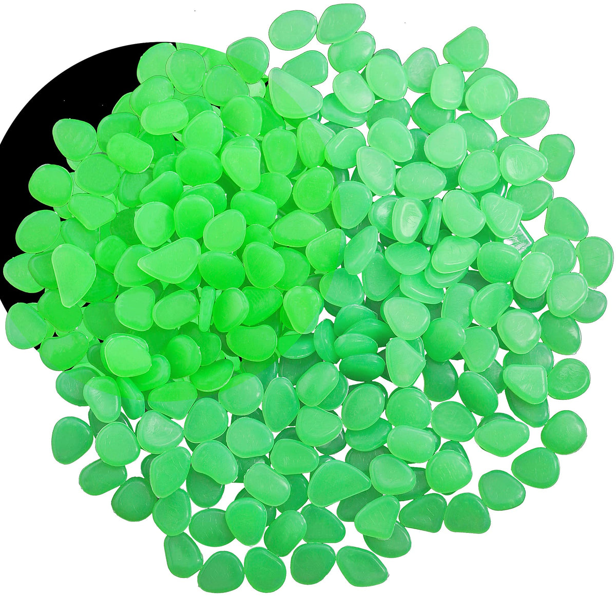 Osopola 350 Pcs Luminous Stones - Green Glow Rocks Decorations Diy Decorative Pebbles For Aquarium Fish Tank Sidewalk Garden Pat