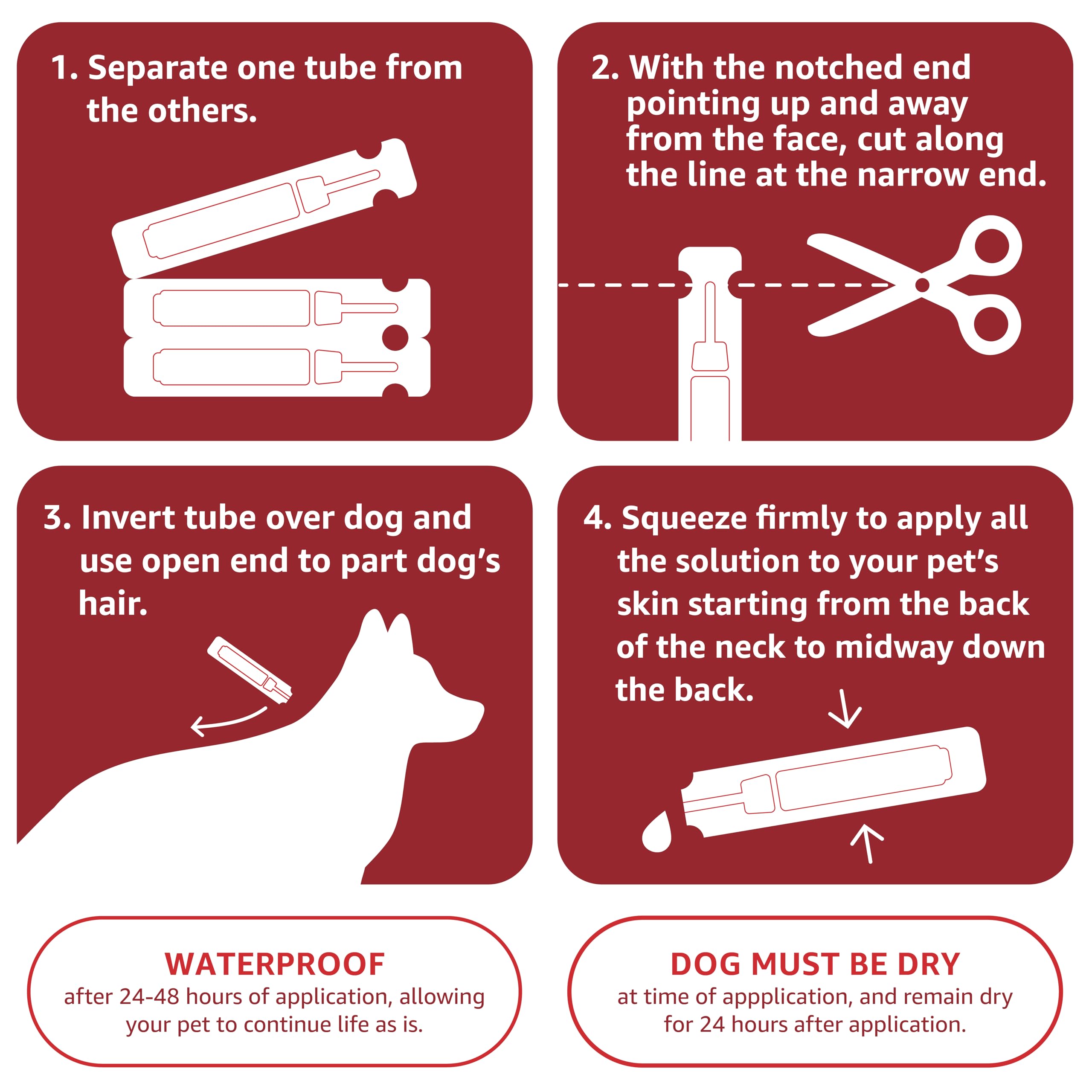 Amazon Brand - Solimo for Dogs XLarge Dog (89-132 pounds) Flea and Tick Treatment, 6 Doses