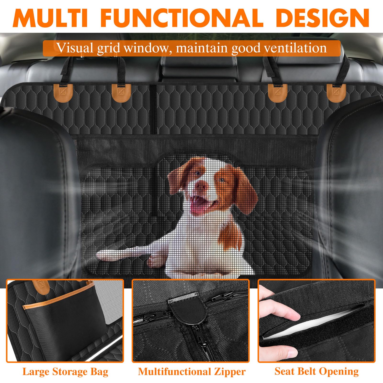 Neckory Dog Back Seat Cover, Waterproof Scratch Proof Nonslip Dog Hammock For Car, Car Seat Cover For Back Seat With Sanitary Pa