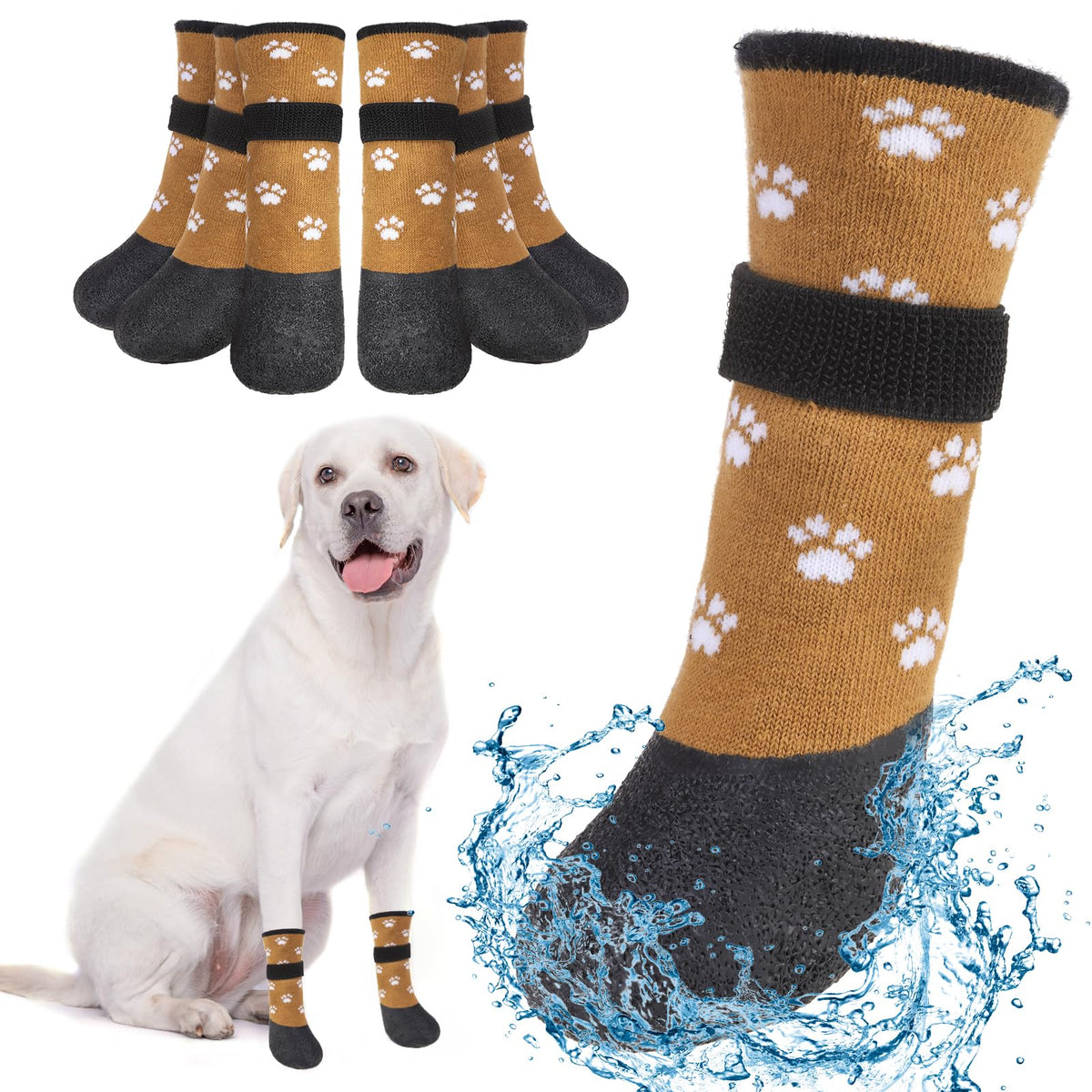Beautyzoo Dog Boots For Medium Dogs, Dog Boots & Paw Protectors For Winter Snowy Day Summer Hot Pavement, Waterproof Dog Booties