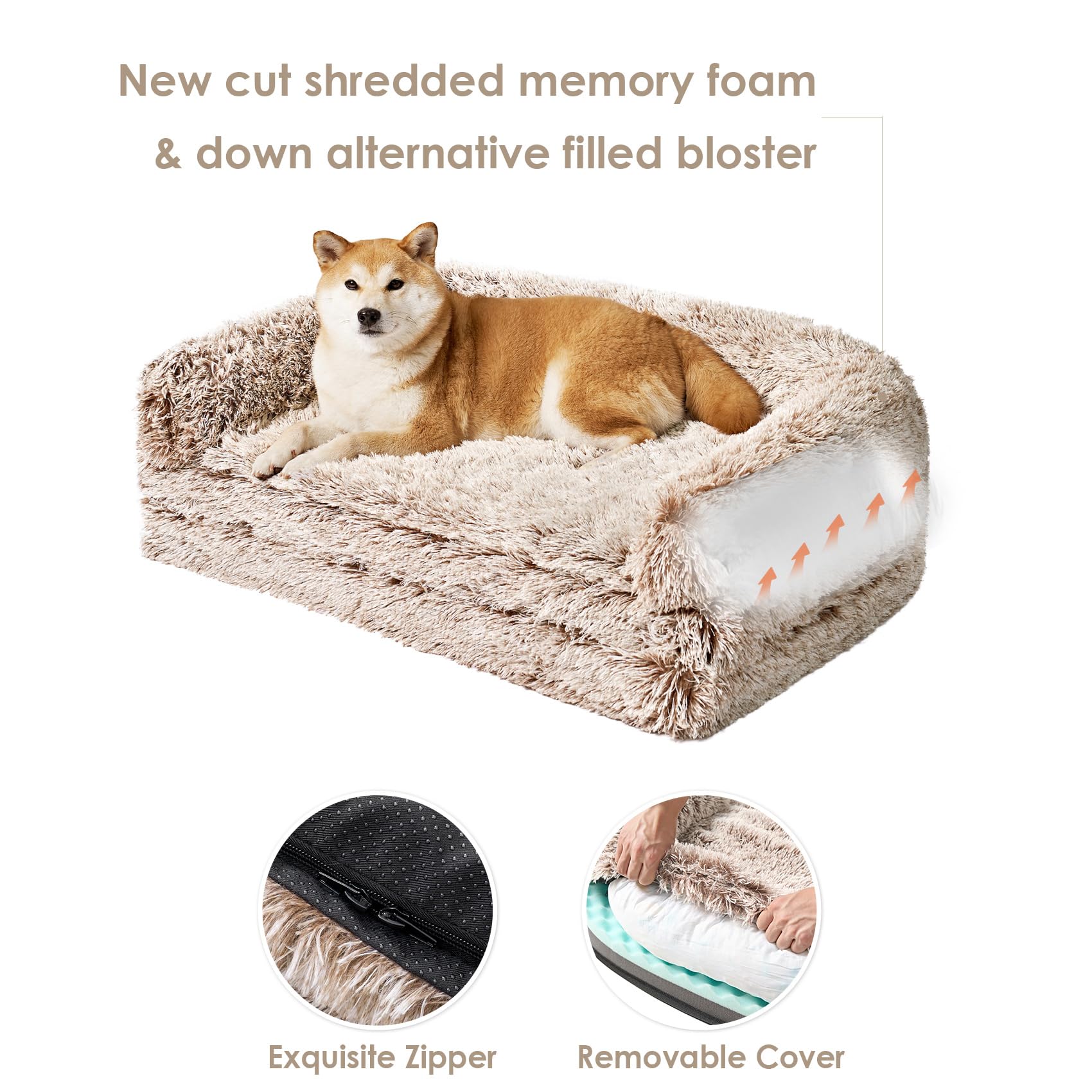 EHEYCIGA Foldable Human Dog Bed, 72x44x11 Orthopedic Memory Foam Human Sized Dog Bed, Waterproof Pet Bed for People, Faux Fur Pe