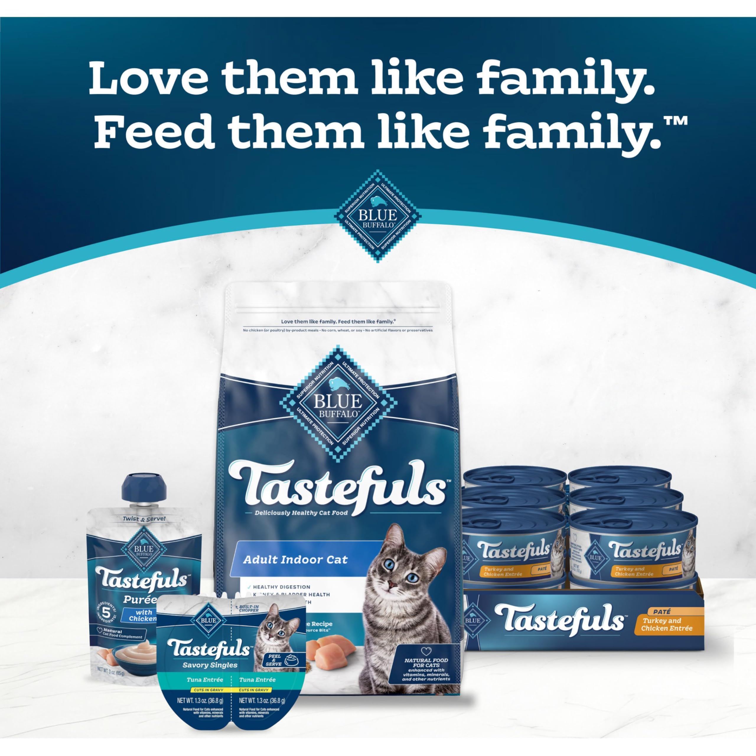 Blue Buffalo Tastefuls Wet Cat Food Pat  , Made with Natural Ingredients, Turkey and Chicken Entr  e, 5.5-oz Cans (24 Count)