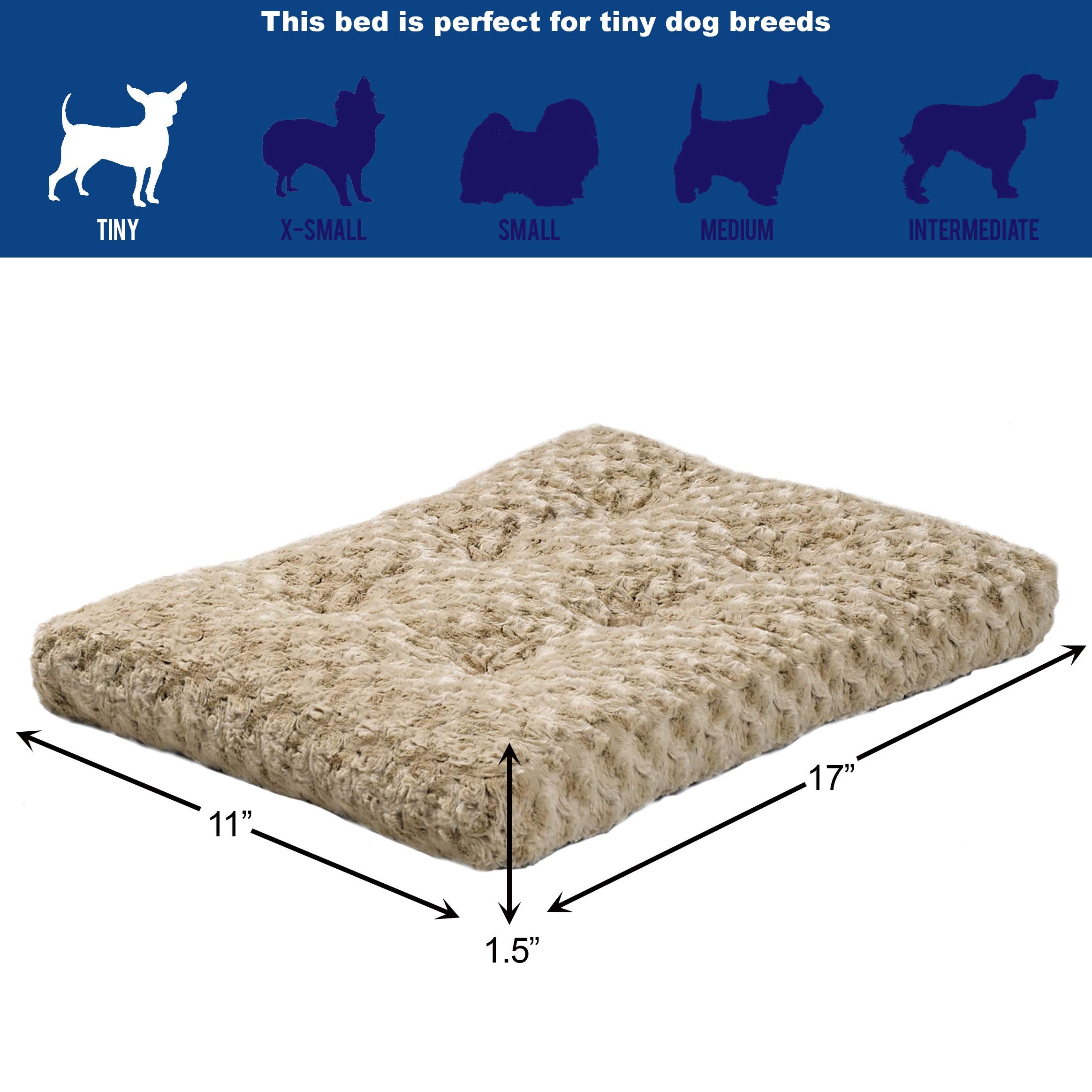 Midwest Homes For Pets Deluxe Dog Beds | Super Plush Dog & Cat Beds Ideal For Dog Crates | Machine Wash & Dryer Friendly, 1-Year Warranty, Mocha, 18 In