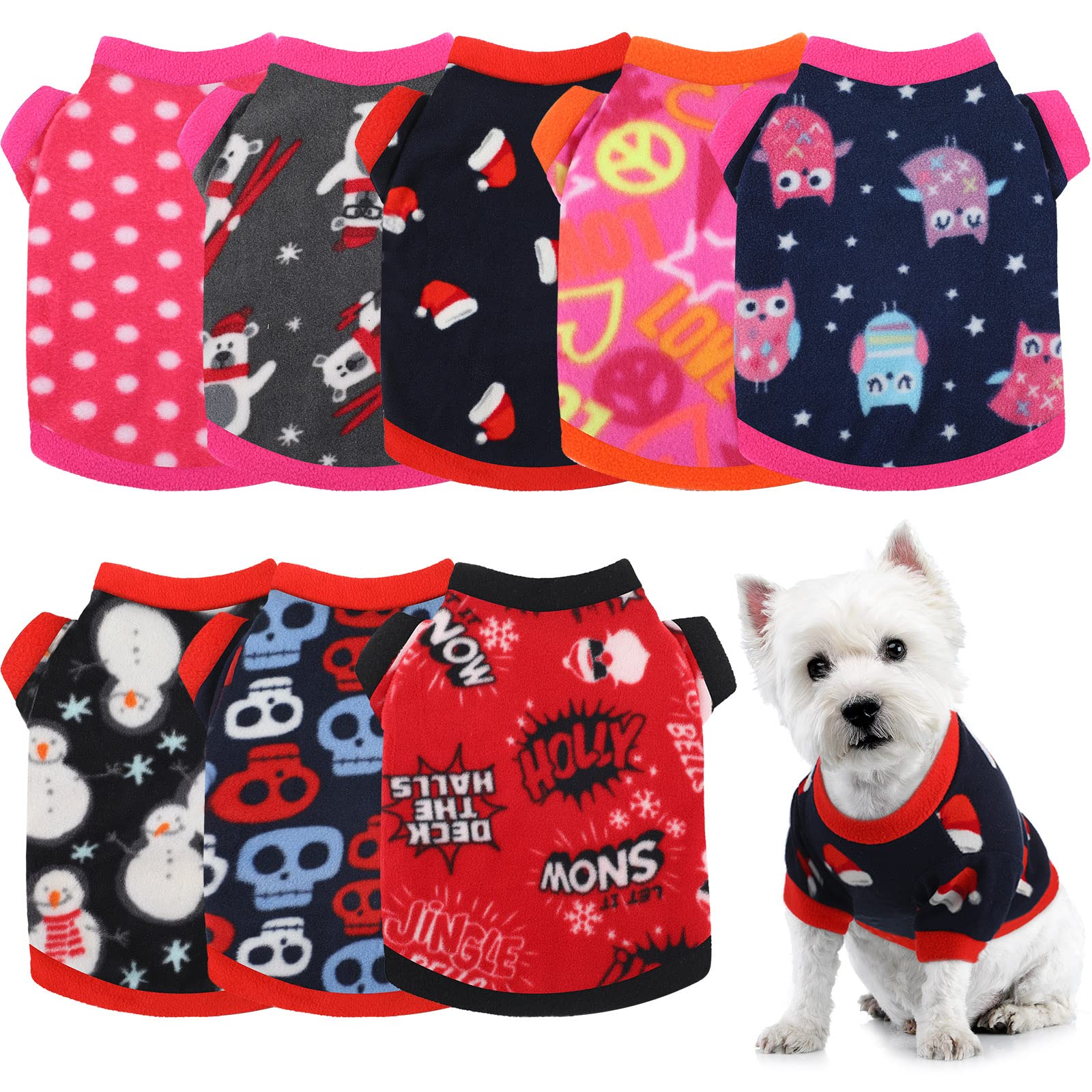 8 Pieces Dog Sweaters Winter Chihuahua Clothes Outfits Dog Warm Shirt Winter Puppy Clothes For Winter Colorful Thickening Dog Pajamas For Pets Pup Dog Cat, X-Small