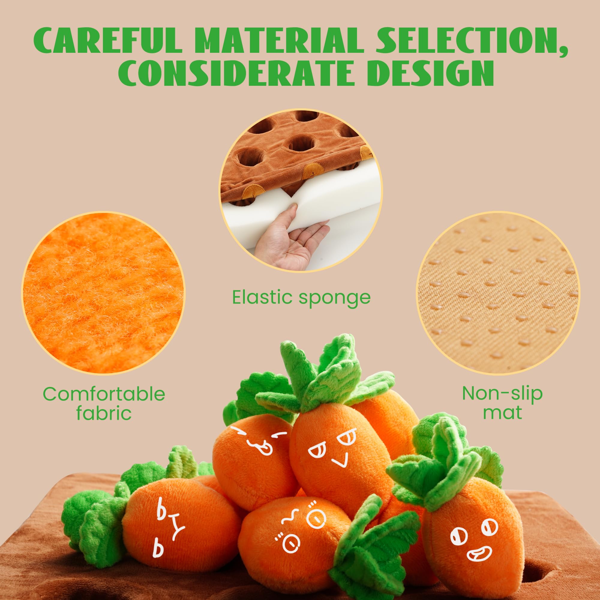 Nocciola 12 Pcs Easter Dog Toys, Carrot Bunny Dog Enrichment Puzzle Squeaky Toys For Hide And Seek, Small And Medium Dogs