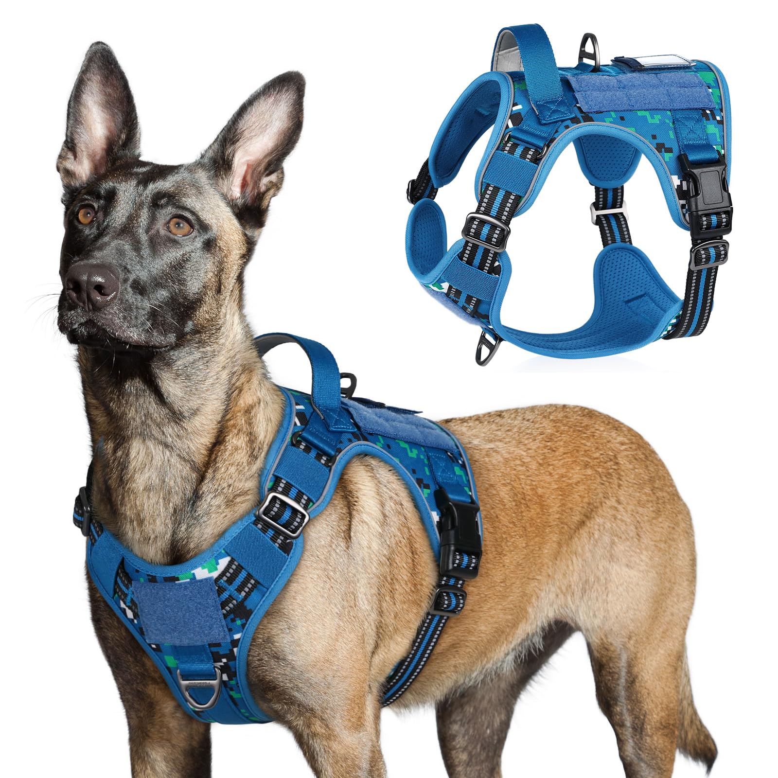 Rabbitgoo Tactical Dog Harness For Large Dogs, No Pull Military Service Vest With Handle & Molle, Easy Control For Training Walk
