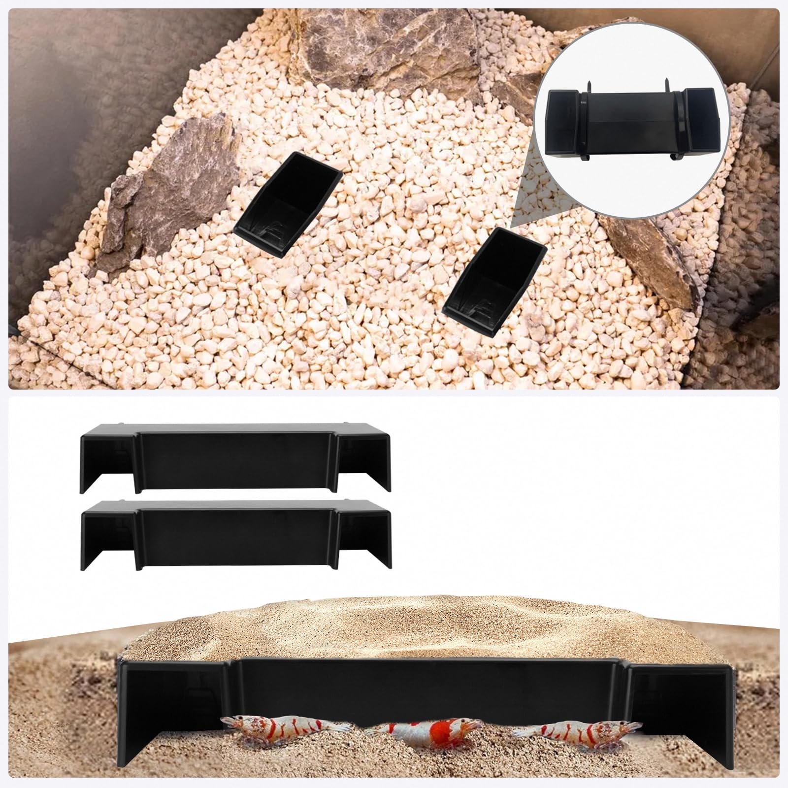 CPLIKE Shrimp Cave Aquarium Tunnel, Aquarium Decor Habitat Decoration, Black Plastic, Modern, Corydora Catfish, Kuhli Loach, Clo