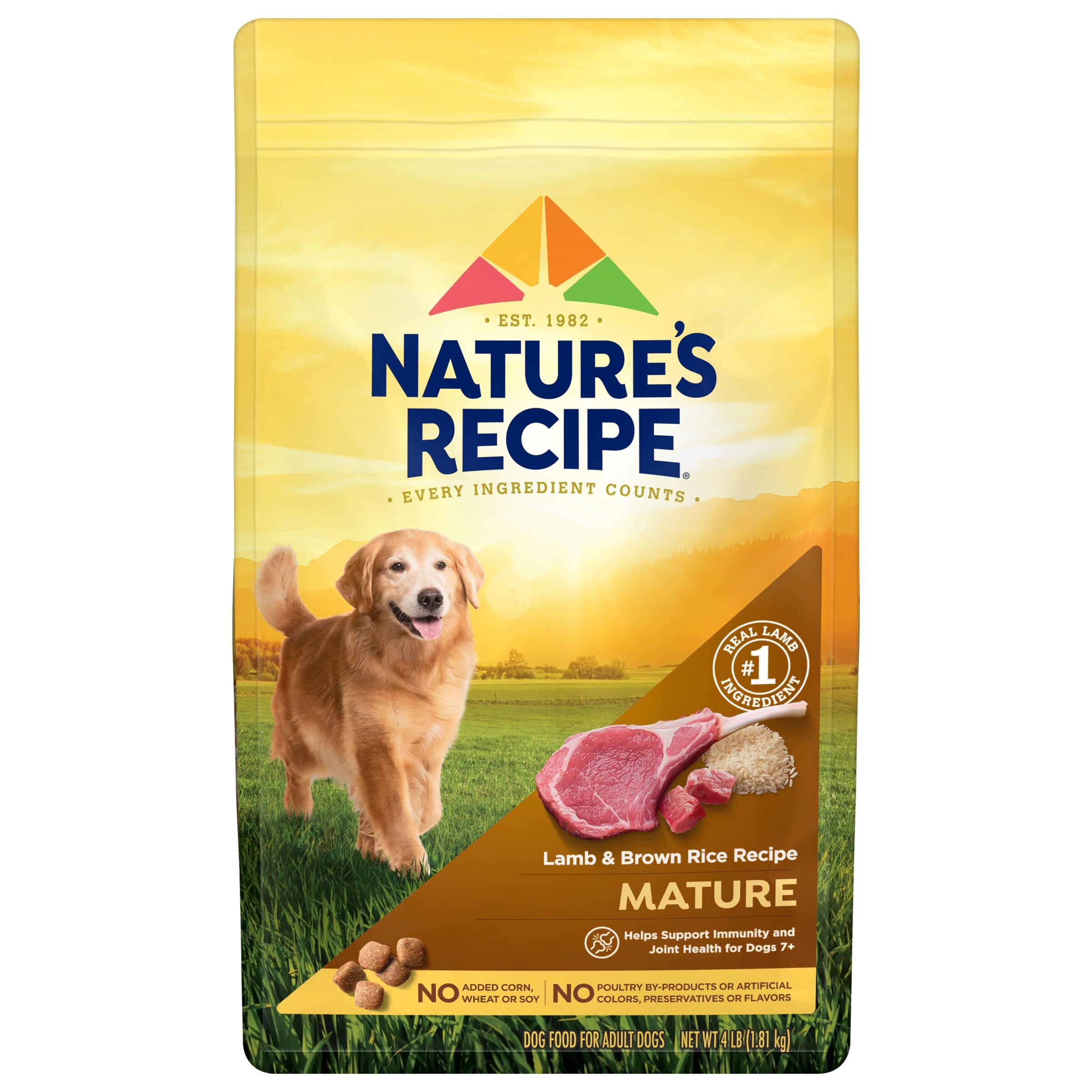 Natures Recipe Mature Lamb & Brown Rice Recipe Dry Dog Food, 4 lb. Bag