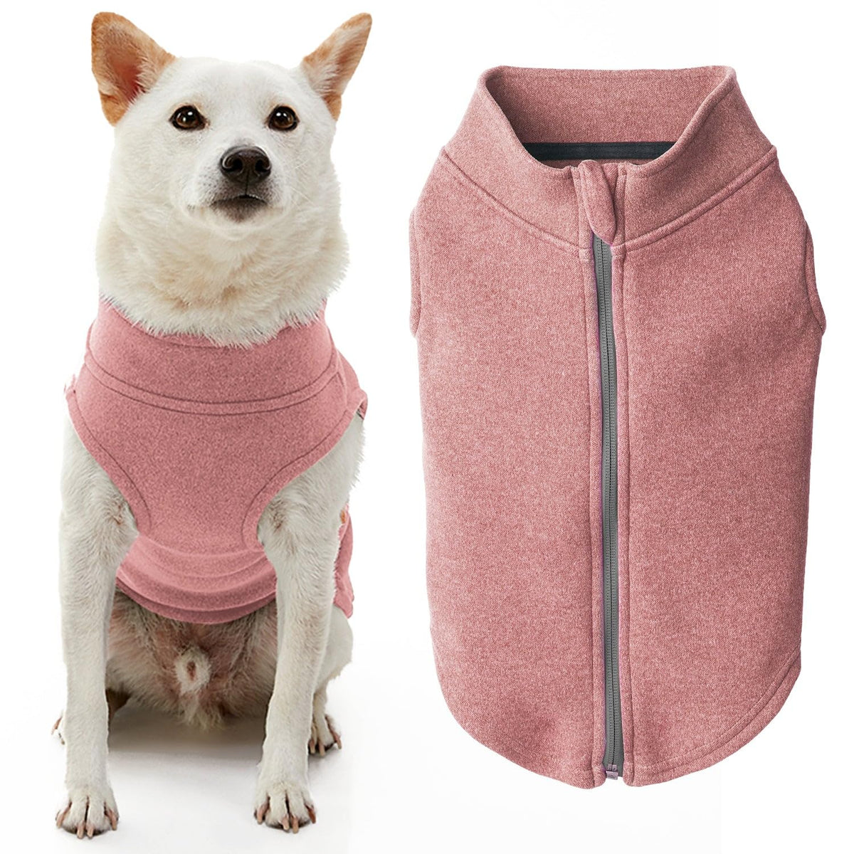 Gooby Zip Up Microfiber Fleece Dog Sweater - Pink, X-Small - Warm Double Layered Soft Microfiber Fleece Step-In Jacket Without R