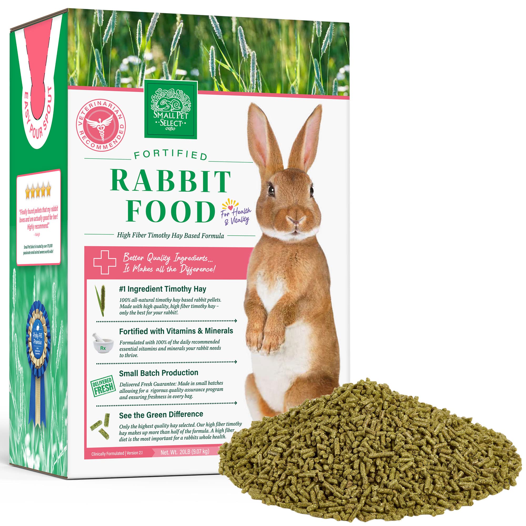 Small Pet Select Pet Rabbit Food, Pellets, Treats for Bunny Rabbits, For Health and Vitality, High Fiber Timothy Hay Based Formu