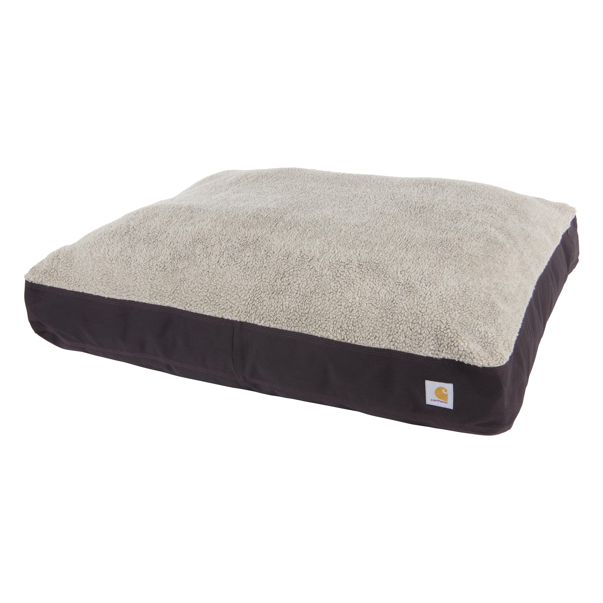 Carhartt Durable Canvas Pet Bed, Water Resistant Firm Duck Dog Bed, Deep Wine (Sherpa Top), Large