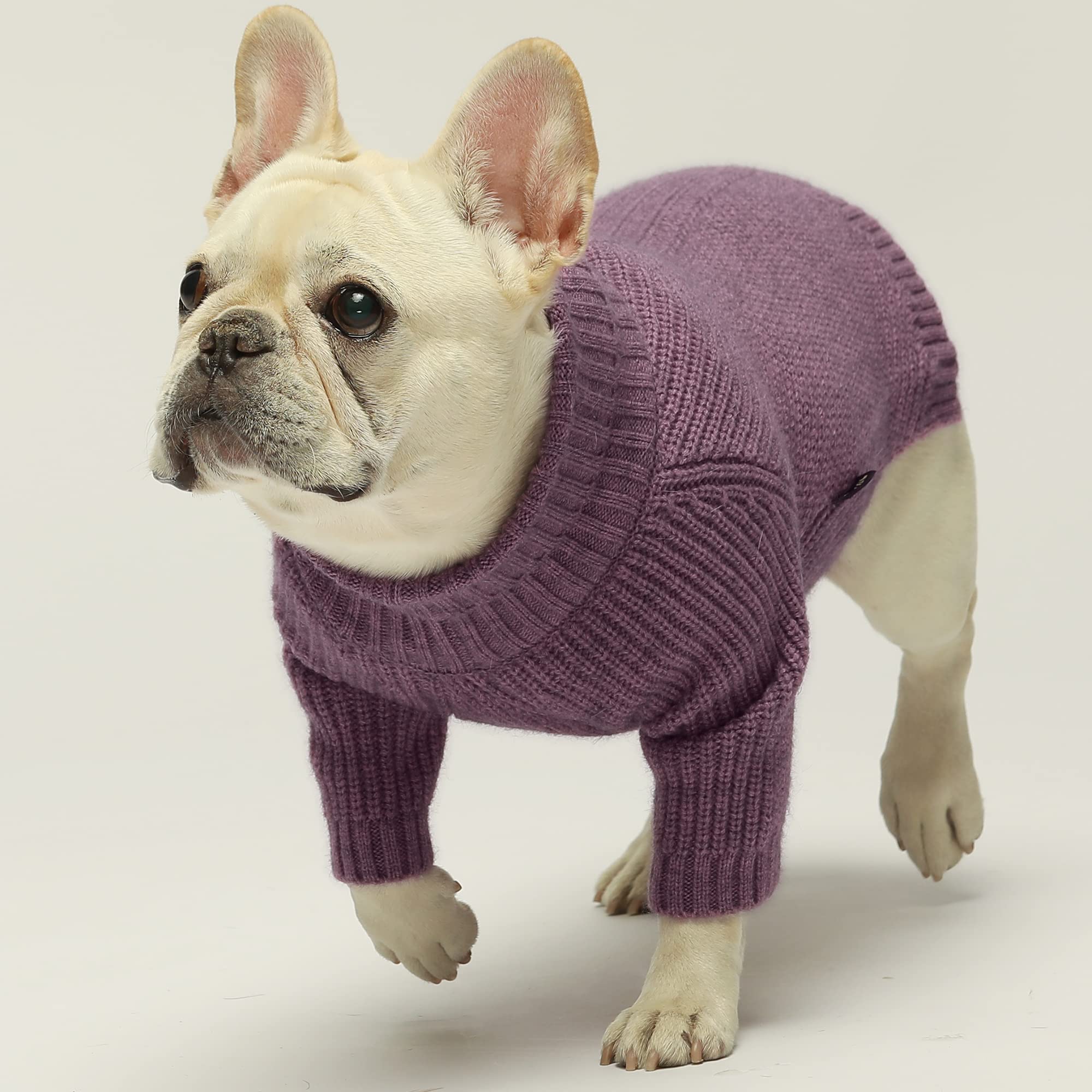 Fitwarm Thermal Knitted Dog Sweater Doggy Winter Coat Pet Clothes Doggie Turtleneck Jacket Puppy Outfits Cat Sweatsuit Purple Xx-Large