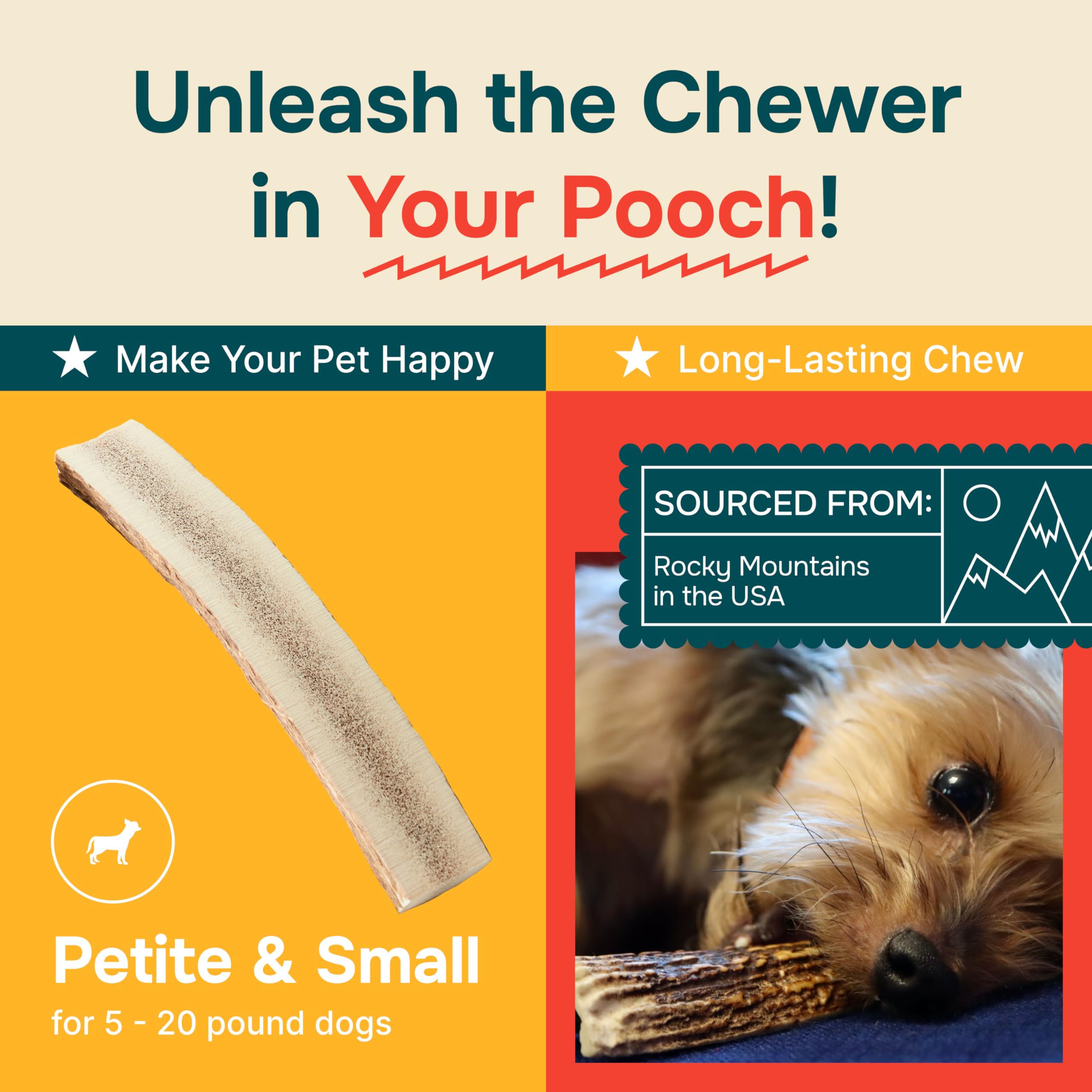 100% Natural - Antlers for Dogs ( Split ) - Naturally Shed in USA - Grade A Long Lasting Chew for Aggressive Chewers - Elk Antle