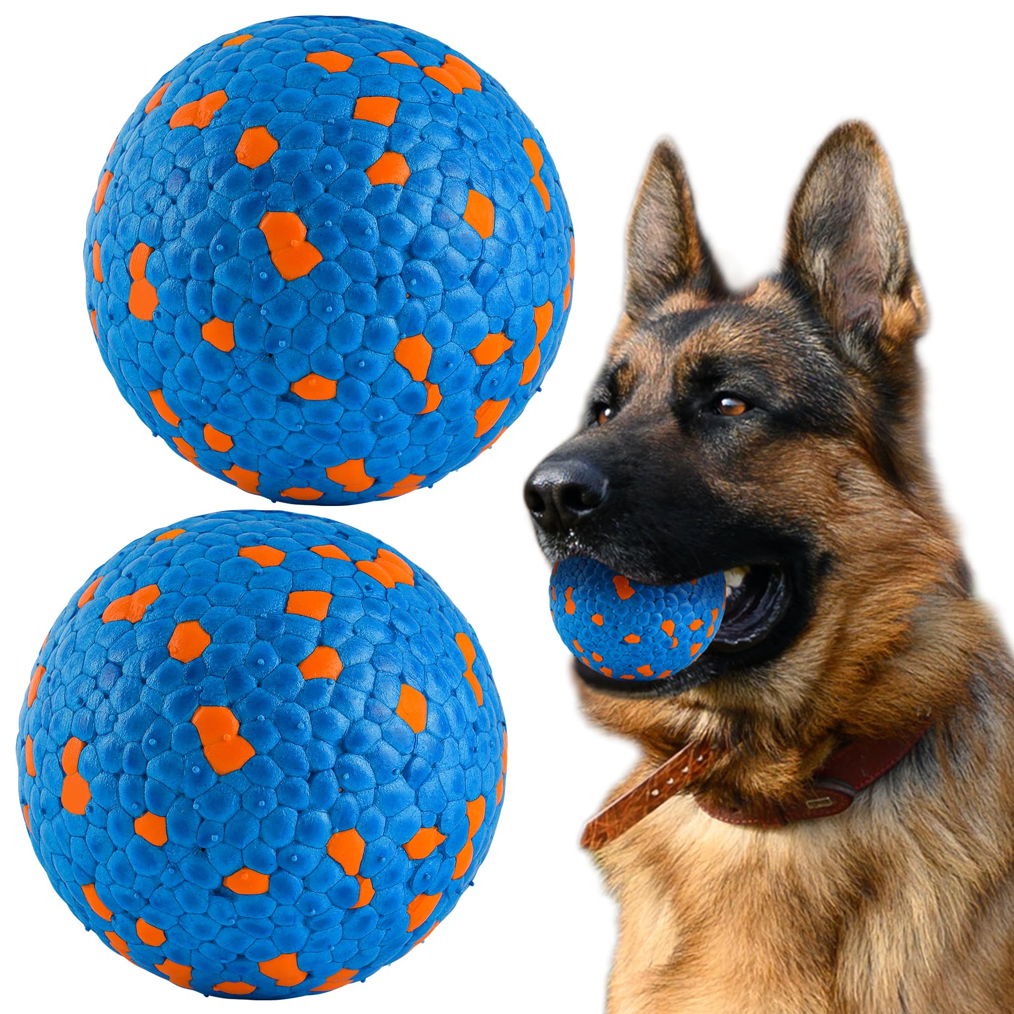 Fusoto 2Pcs Dog Balls, Tennis Balls For Dog Aggressive Chewers, For Large Medium Small Puppy, Training Catch&Fetch, Water Floats