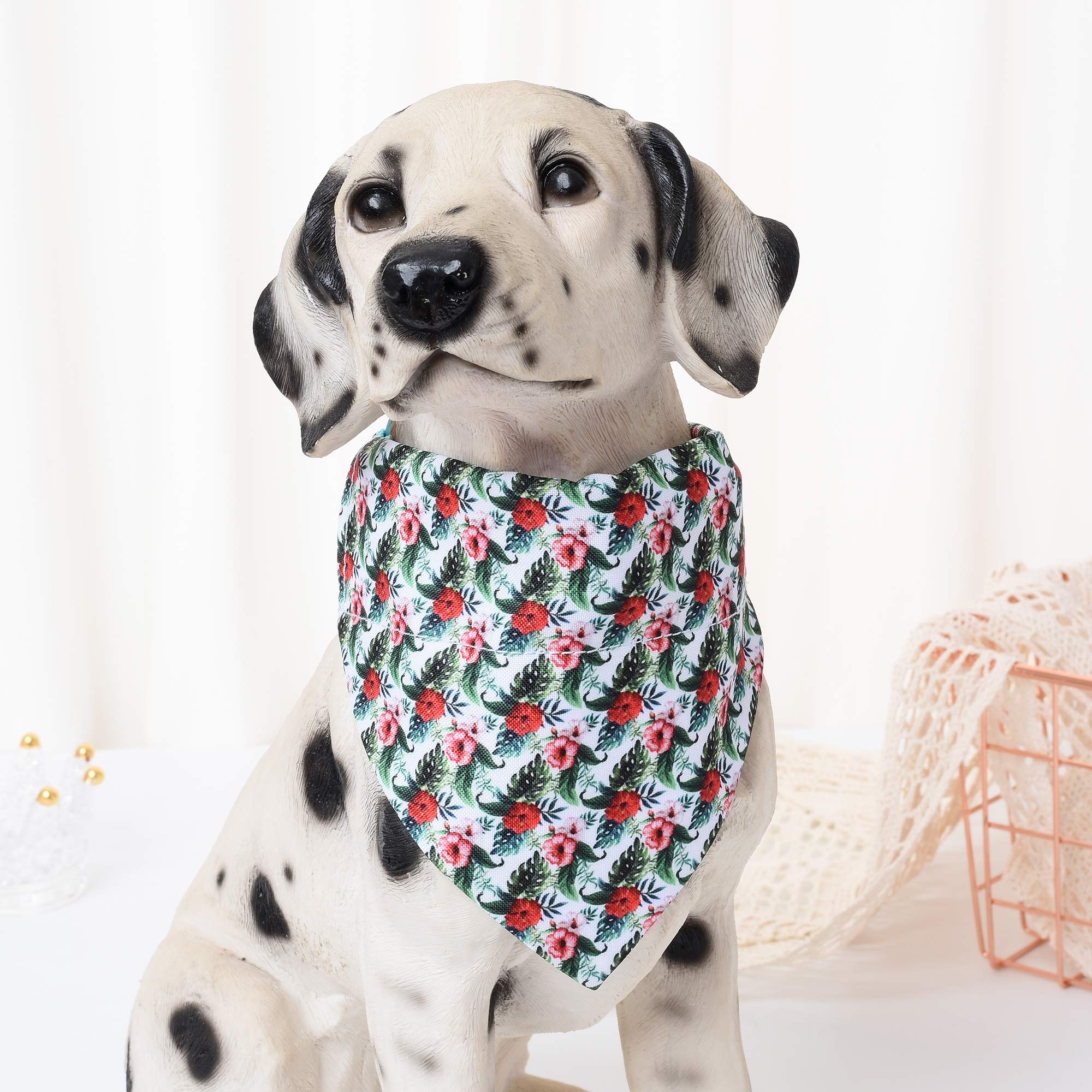 Mile High Life Cute Bandana Collar | Soft Poly Cotton Fabric Collar For Small Dogs | Flower & Fruit Pattern(Wild Rose, Bandana-S