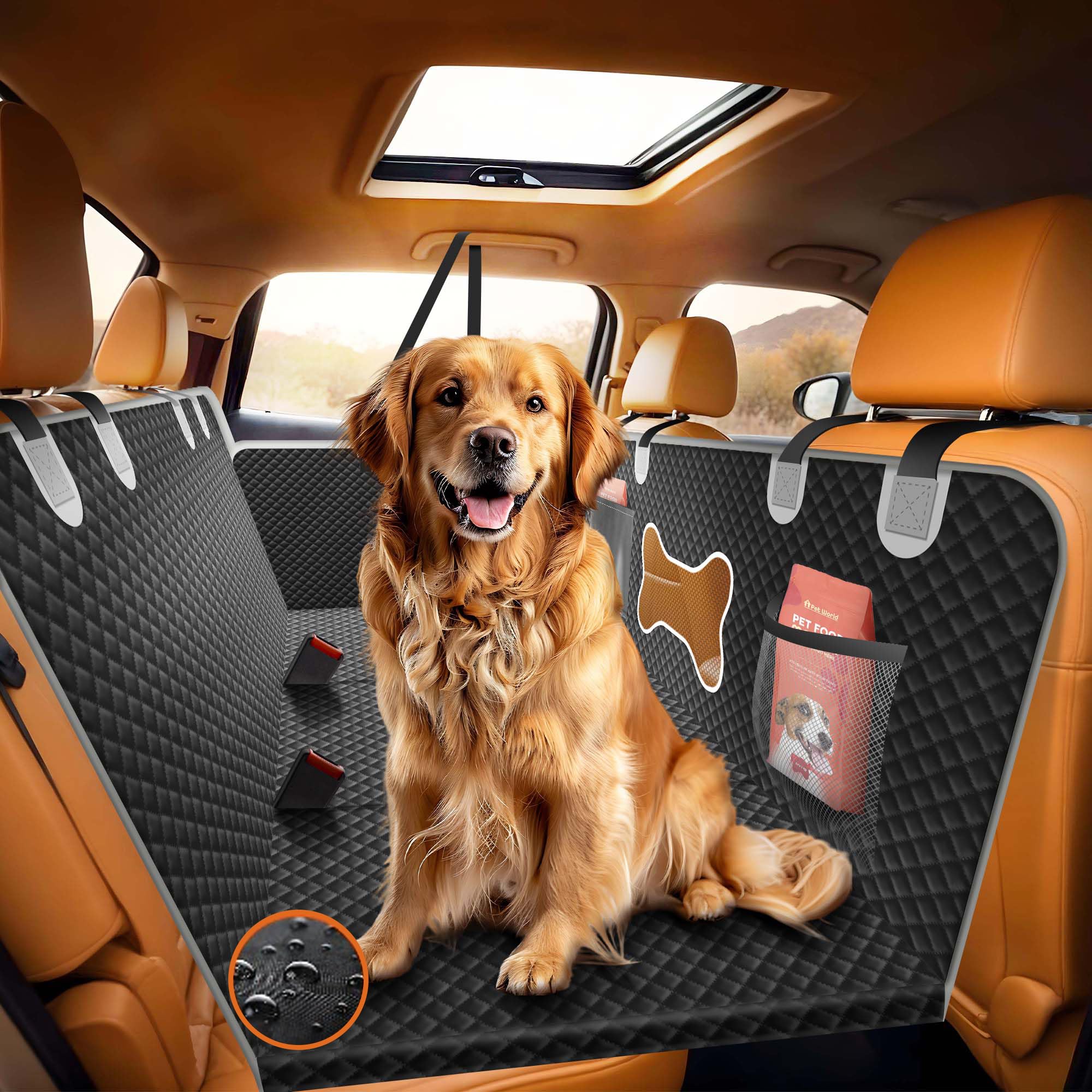 Bobby'S Moment Dog Car Seat Cover For Back Seat - Hard Bottom Dog Hammock & Extender For Dogs, Waterproof, Non-Slip, Scratchproo