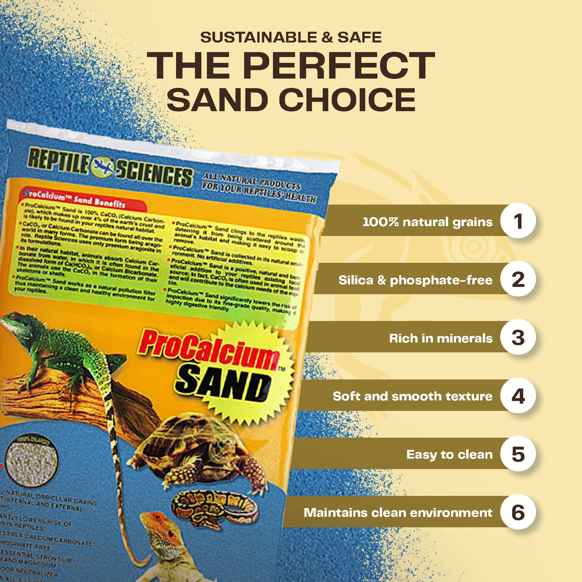 Reptile Sciences Blue Pro-Calcium Terrarium Sand - 10 Lbs - Natural Substrate For Reptile Habitats, Supports Digging & Enclosure