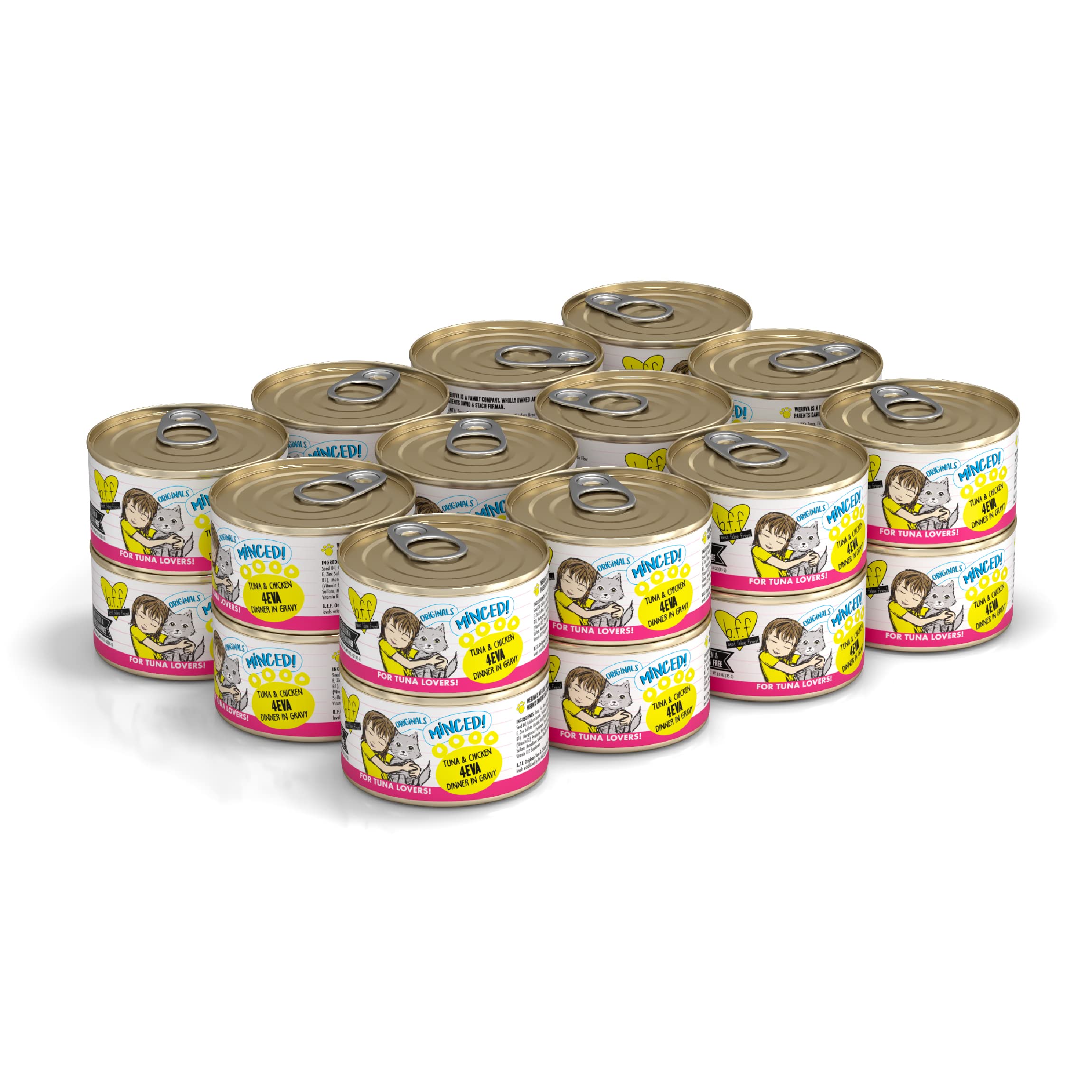 Weruva Best Feline Friend (B.F.F.) Tuna & Chicken 4-Eva with Tuna & Chicken in Gravy Cat Food, 3oz Can (Pack of 24)