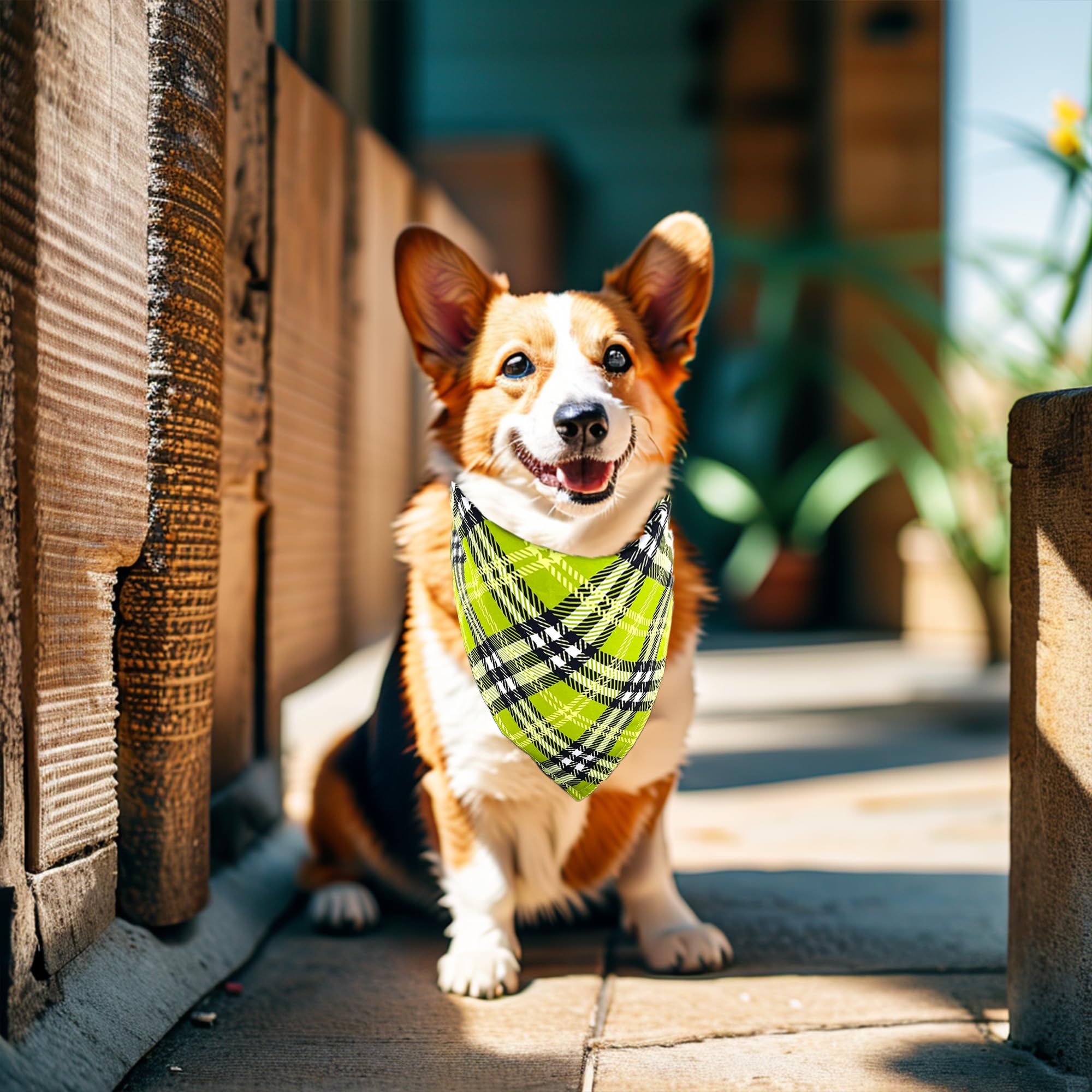 JpGdn 10PCS Large Dog Bandanas Plaid Large Breed XL for Extra Large Dog Big Bandanas Pack Kerchief Washable Triangle Bibs Head S