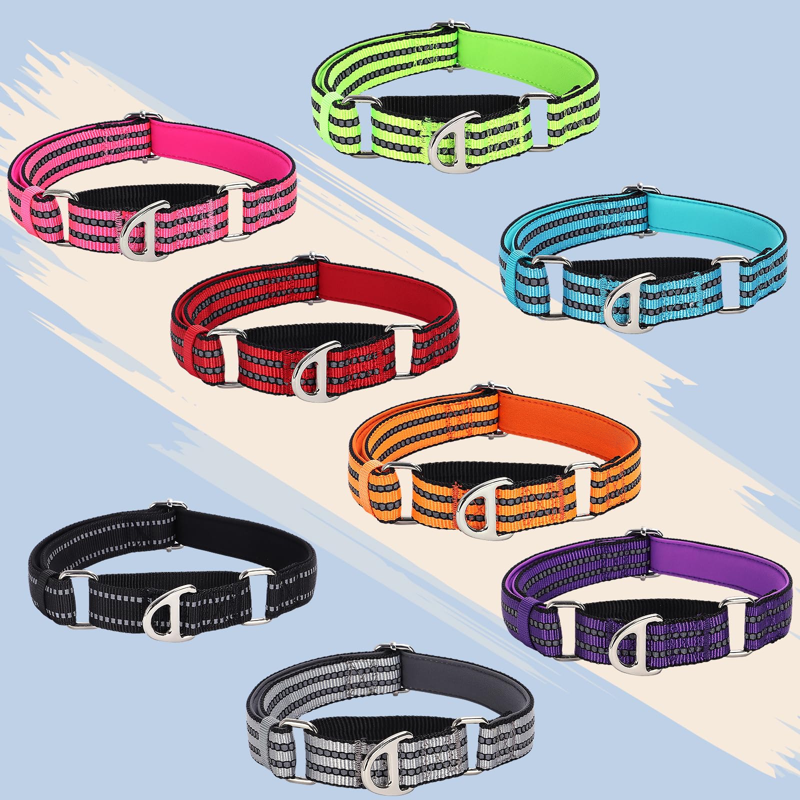 Martingale Collar For Medium Dogs With No Buckle Adjustable Reflective Nylon Padded Comfort Safe Dog Collar For Training,Nightti