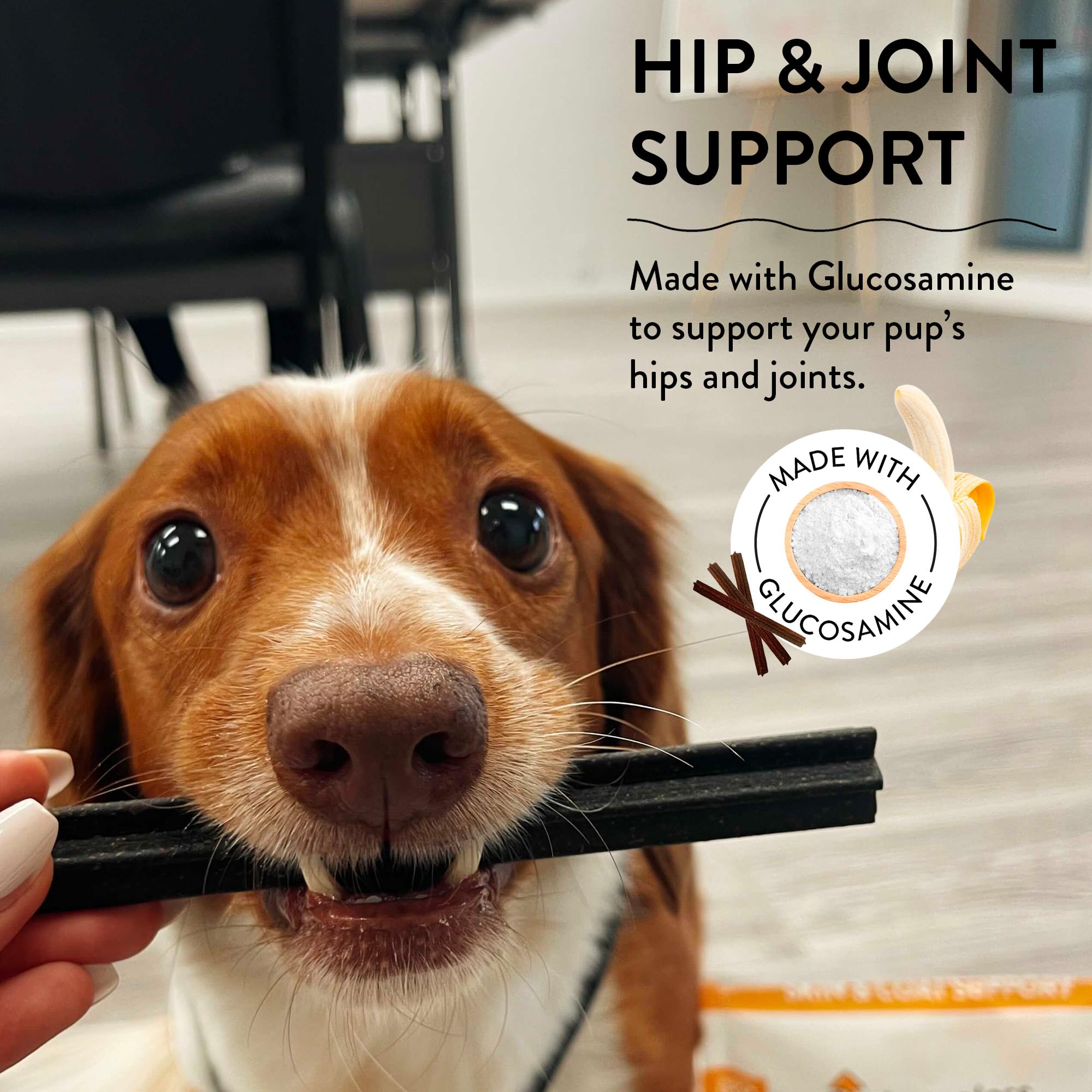 Shameless Pets Dental Treats for Dogs, Banana Bone-Anza - Healthy Dental Sticks with Hip & Joint Support for Teeth Cleaning & Fr