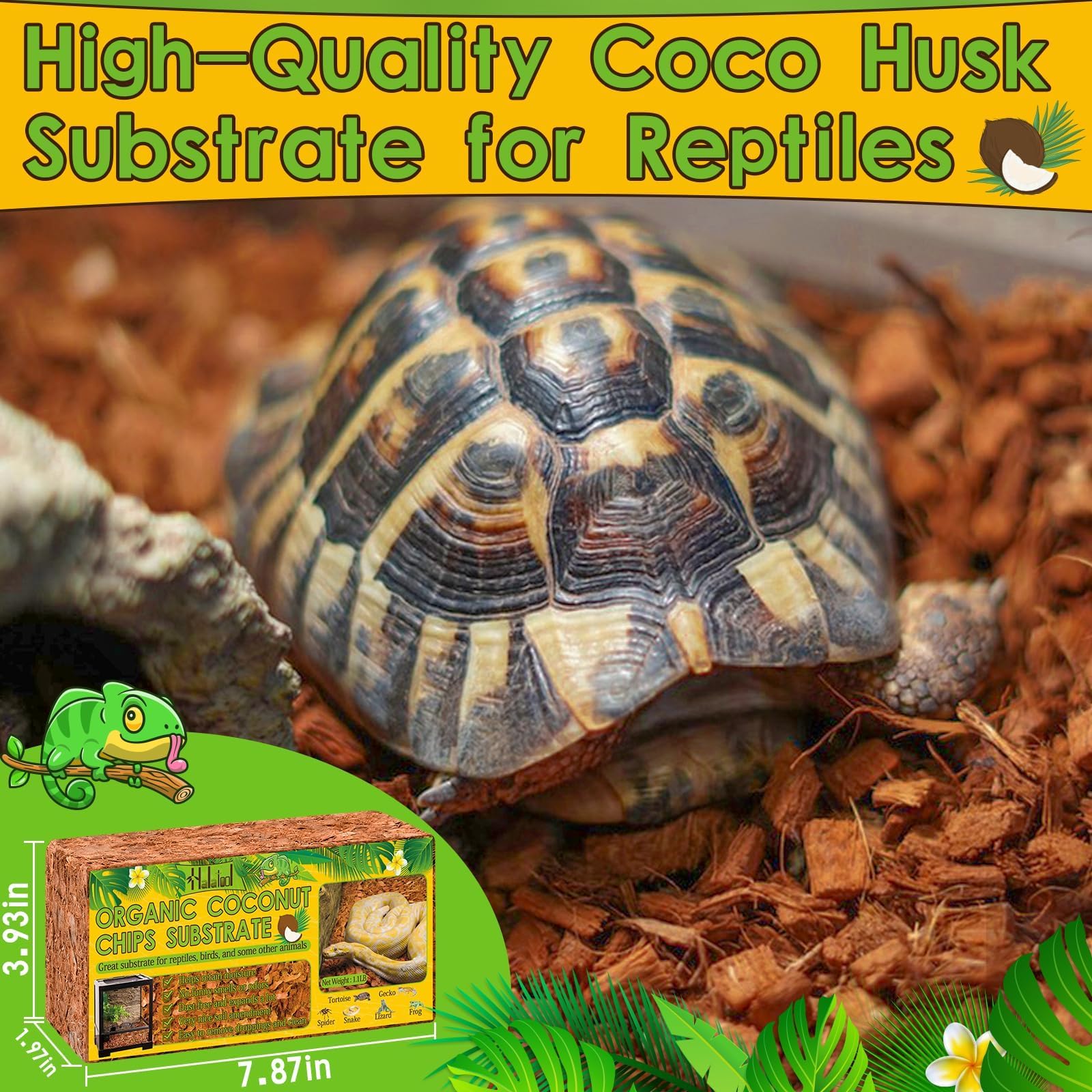 Halatool 2Pack Snake Bedding Natural Coconut Chips Substrate 2.2Lb Coconut Husk For Reptiles Tank Terrarium Substrate For Ball P
