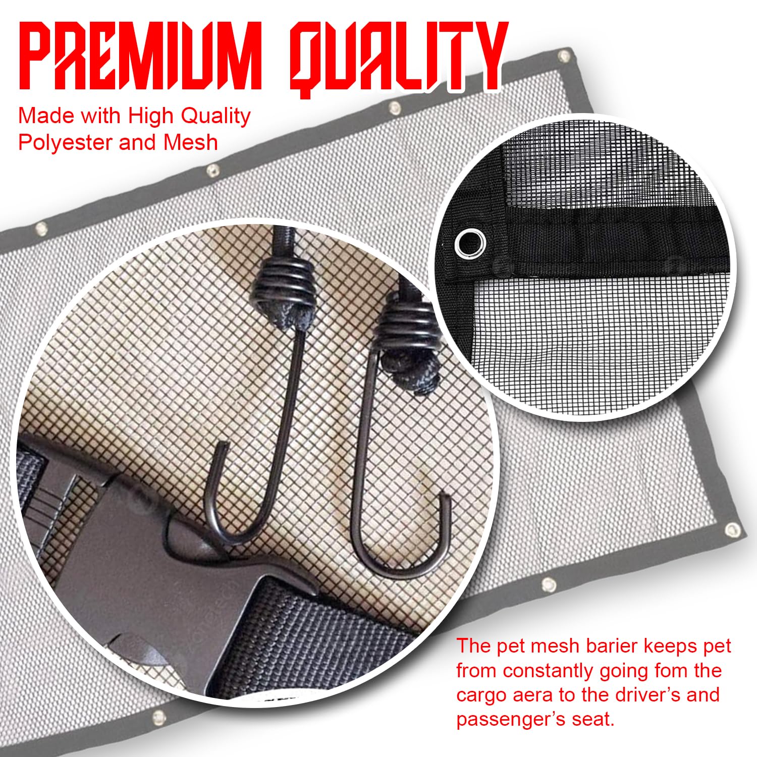 Zone Tech Back Seat Car Pet Mesh Net Cage Barrier (Medium)