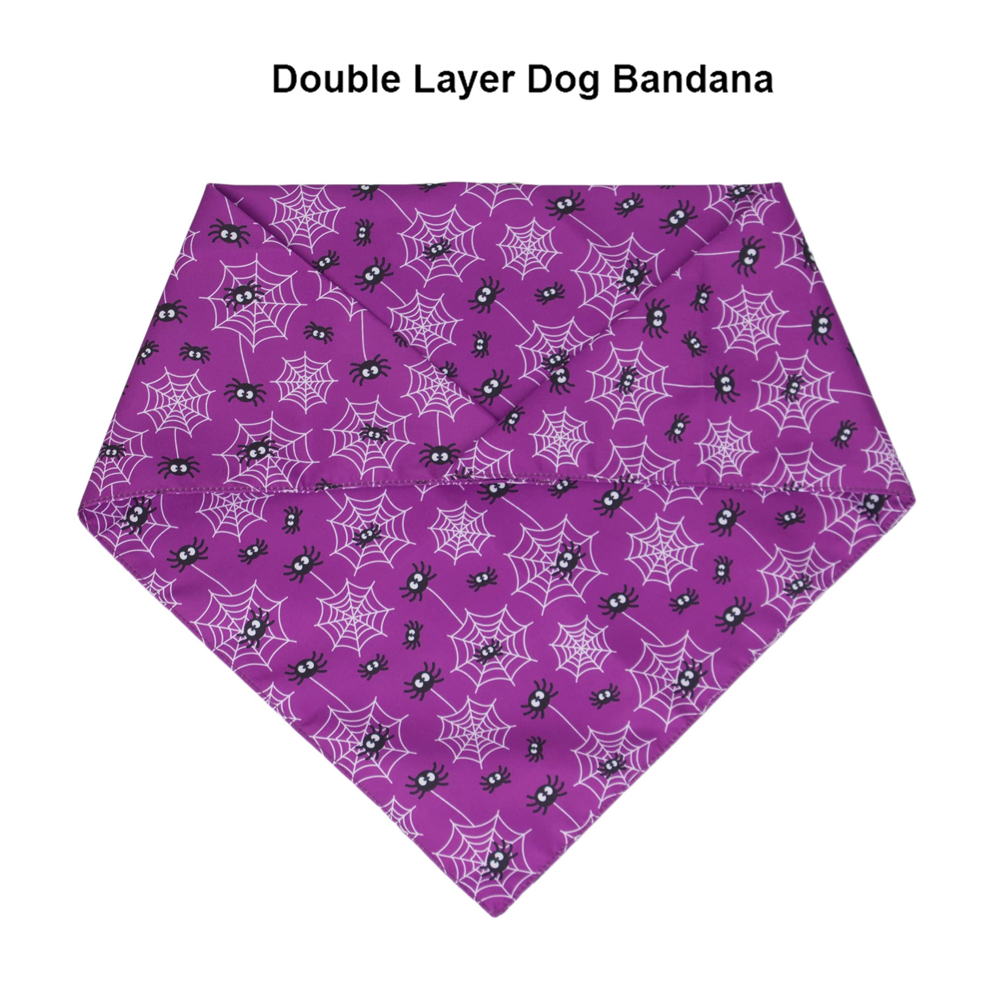 Adoggygo 2 Pack Halloween Dog Bandanas, Reversible Triangle Dog Scarf Accessories Halloween Bandanas For Medium Large Dogs Pets (Large, Halloween-2)